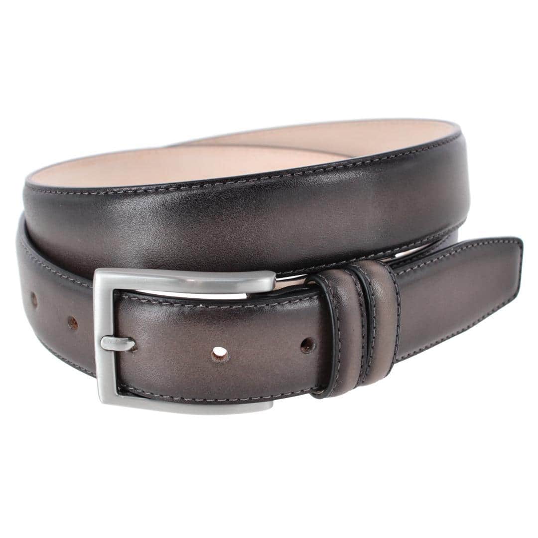 Malik Burnished Feather Edged 32mm Leather Belt - Image 3