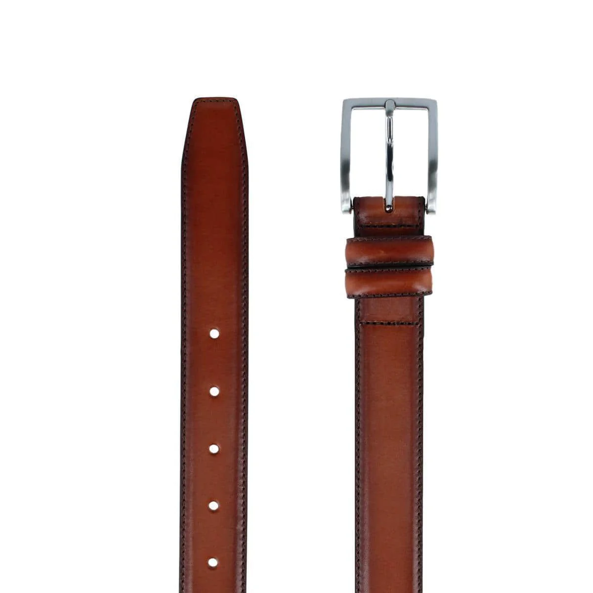 Malik Burnished Feather Edged 32mm Leather Belt - Image 6