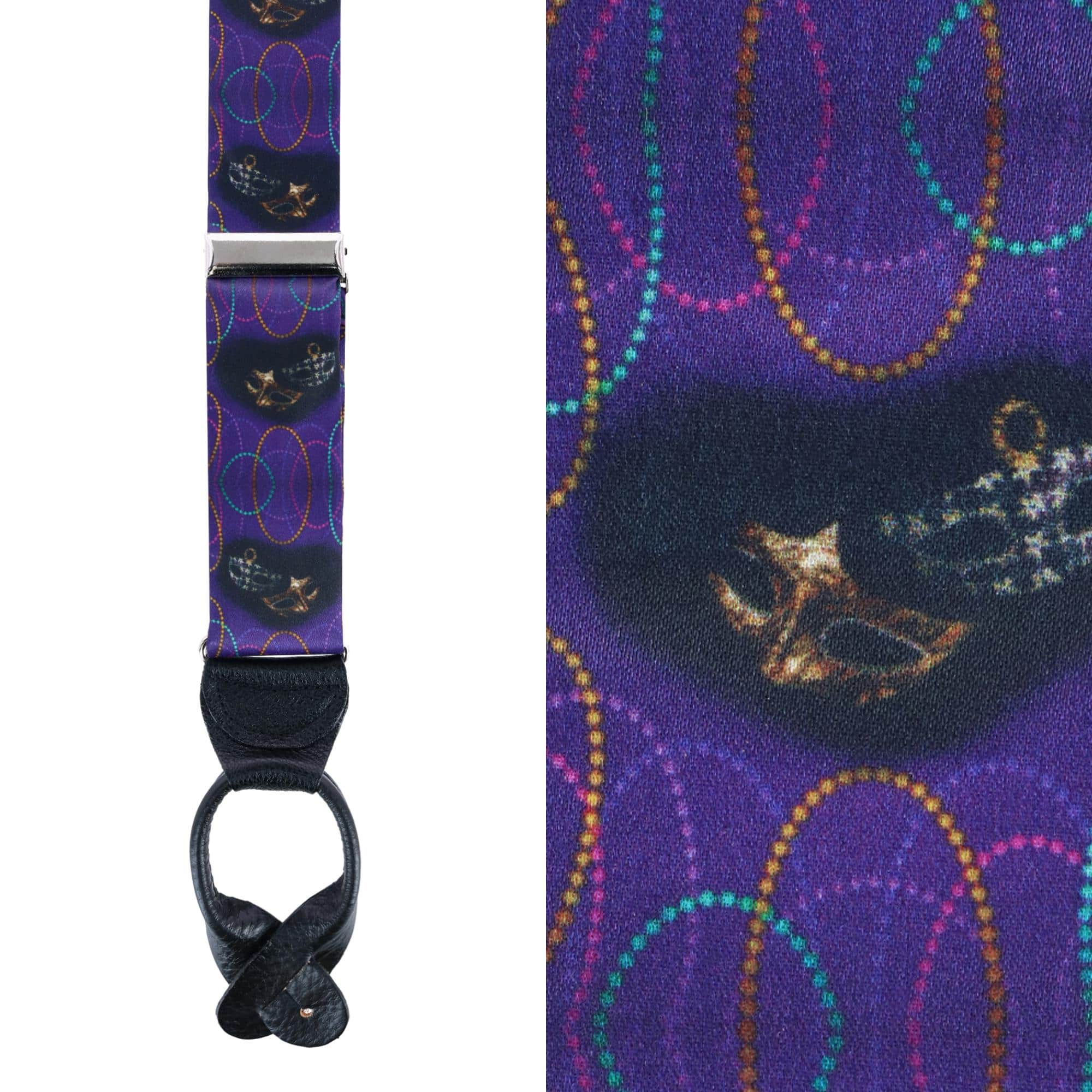 Mardi Gras Celebration Silk Button End Braces - Image 2