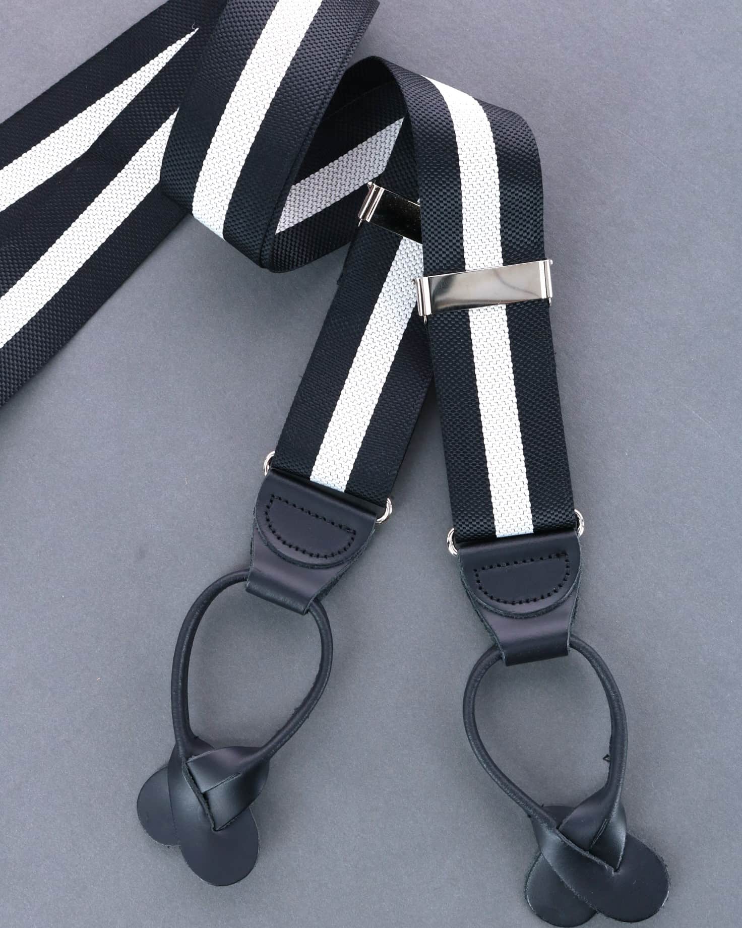 Montague Center Stripe Nylon Button End Braces - Image 5