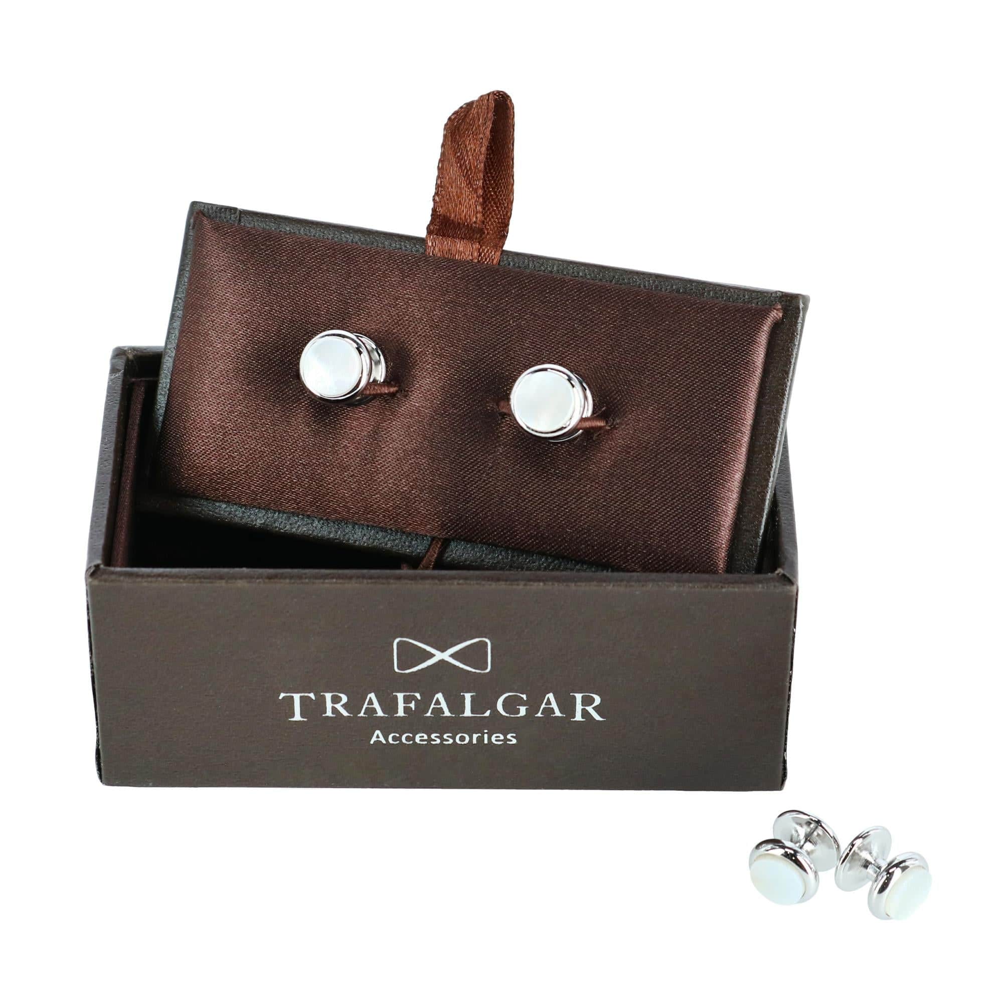 Sutton Mother of Pearl Rhodium Tuxedo Stud Set (4 Pieces) - Image 3