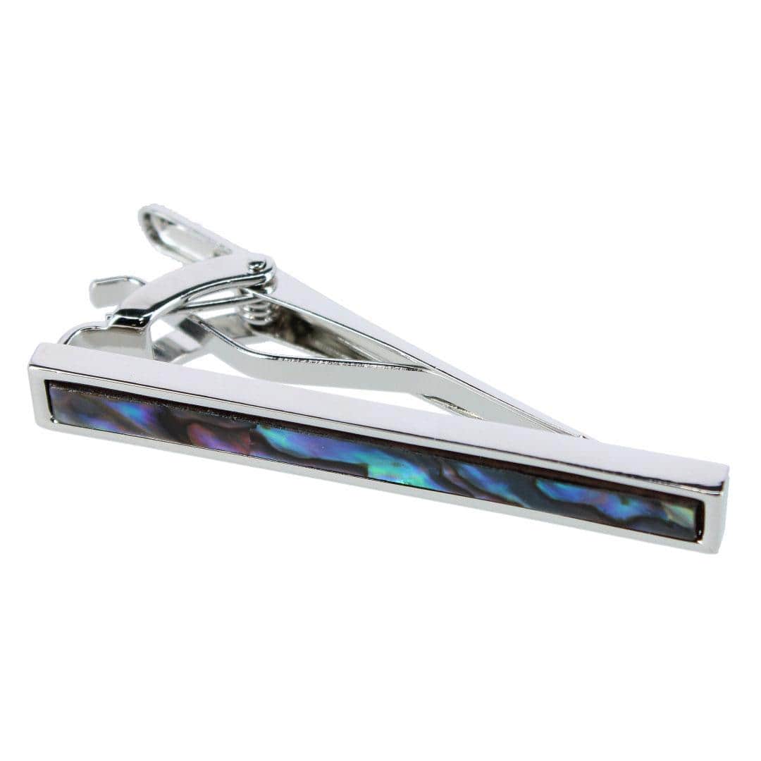 Mother of Pearl Stately Silver Tie Bar - Image 2