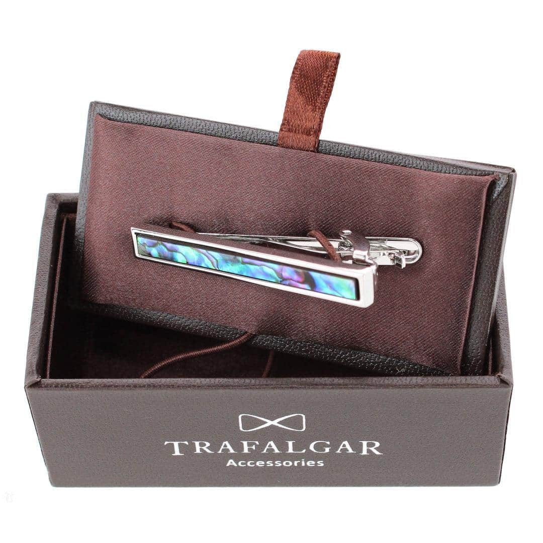 Mother of Pearl Stately Silver Tie Bar - Image 4