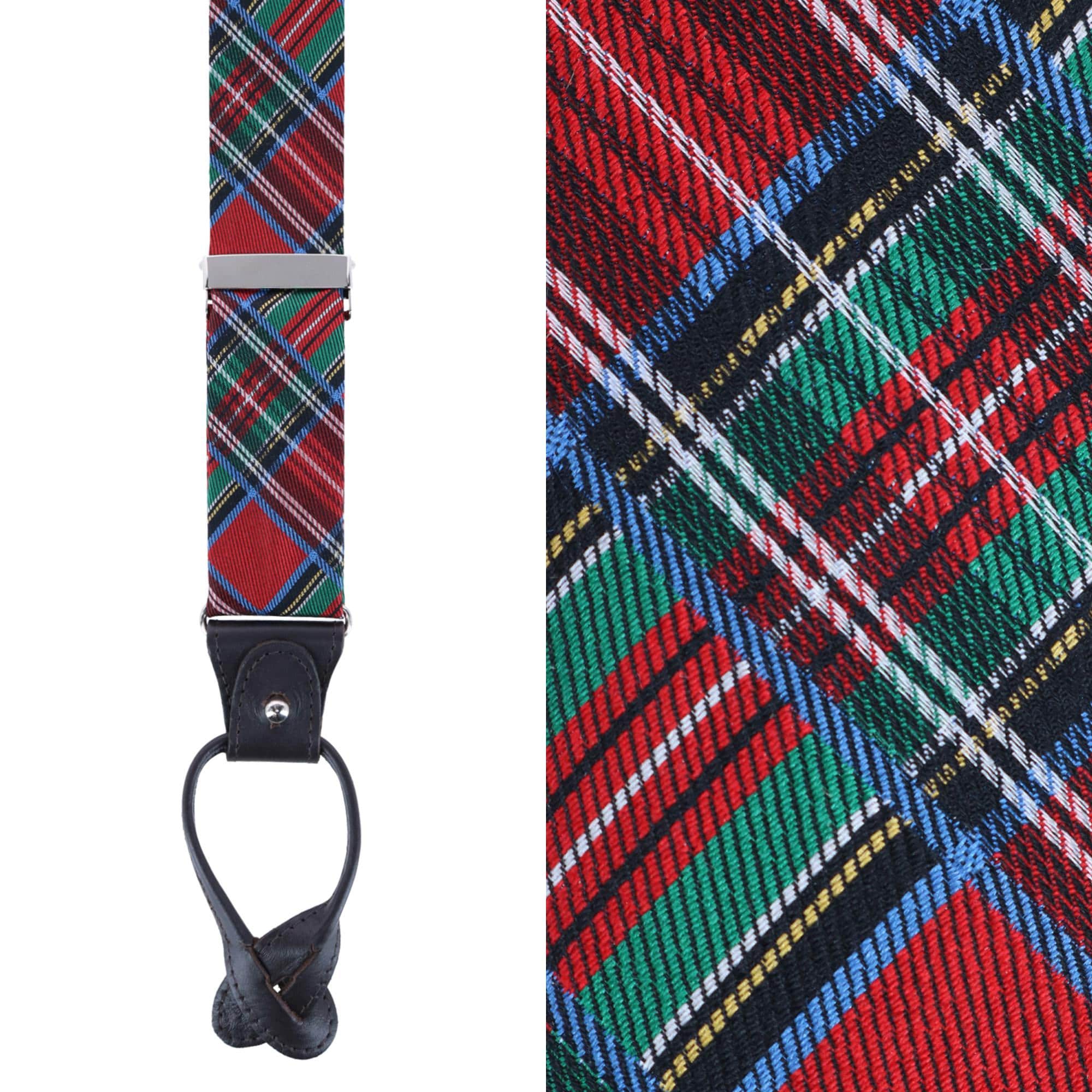 Nicholas Tartan Plaid Button End Silk Braces - Image 2