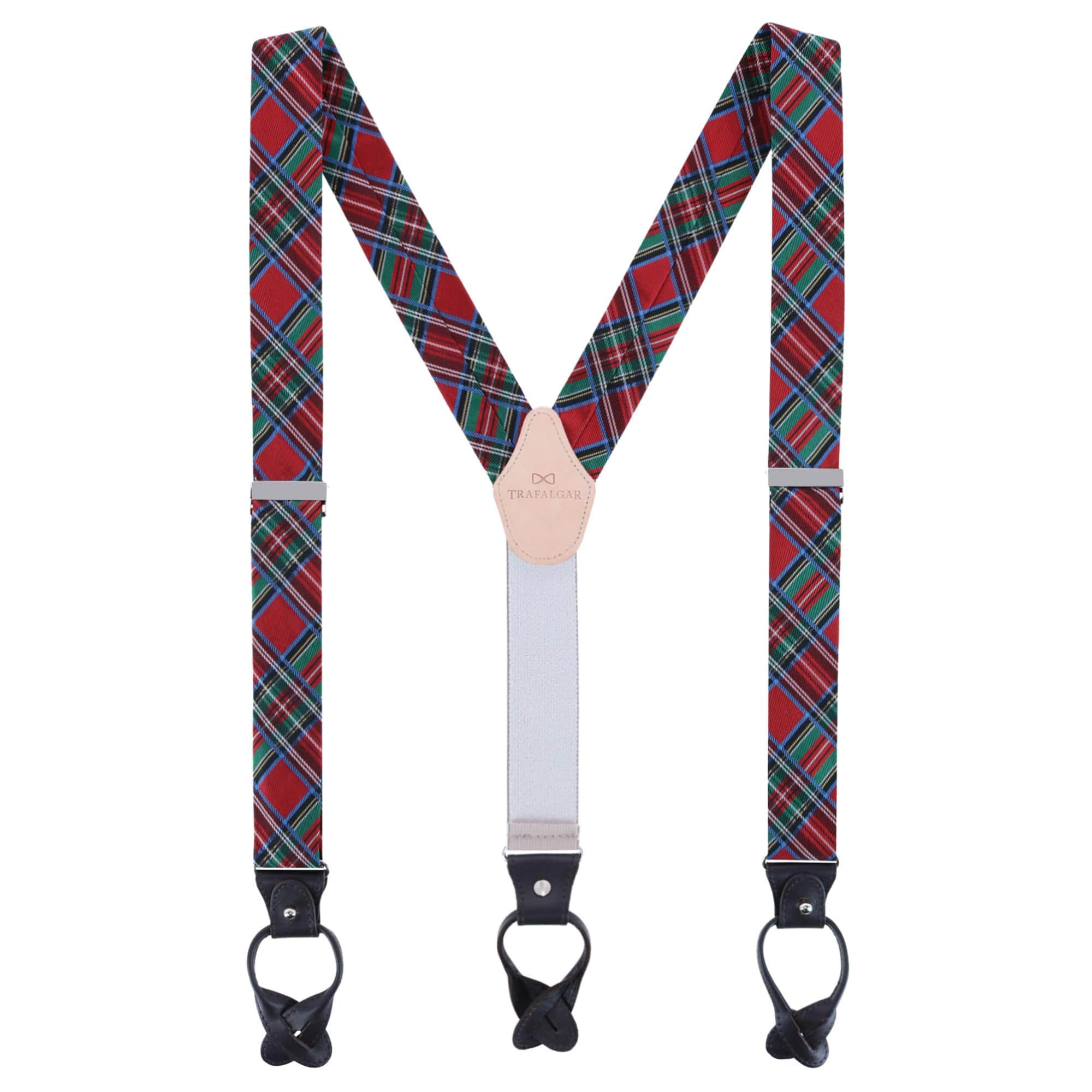 Nicholas Tartan Plaid Button End Silk Braces - Image 3