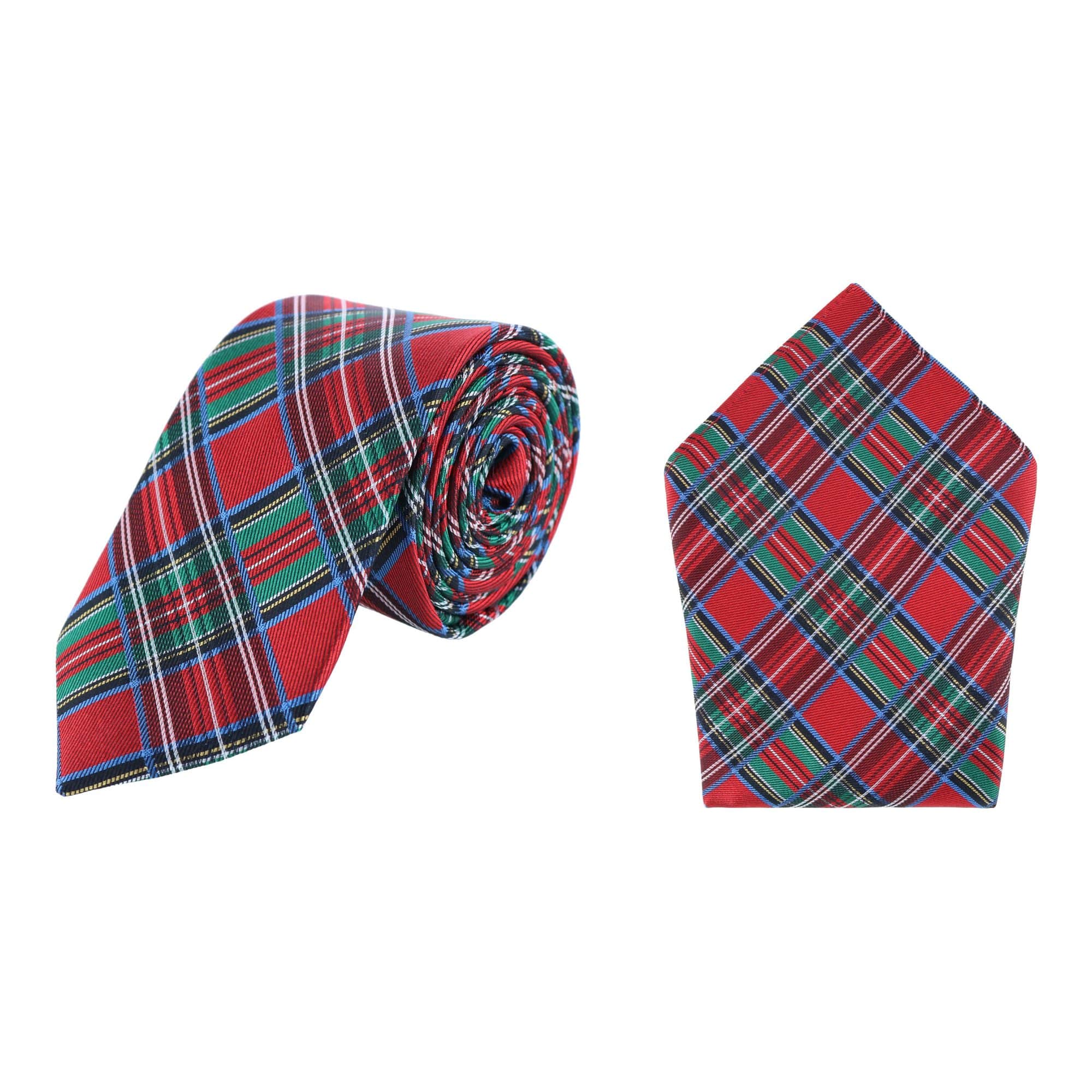 Nicholas Tartan Plaid Silk Necktie and Pocket Square Bundle - Image 2