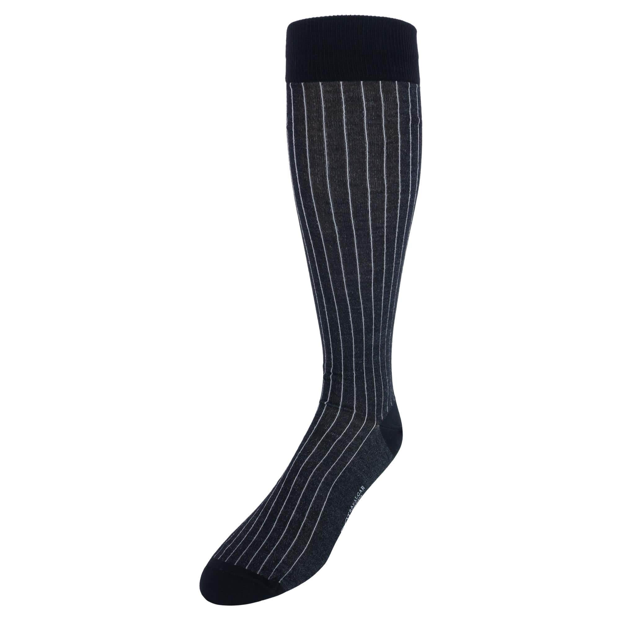 Nigel Over The Calf Vertical Stripe Mercerized Cotton Socks - Image 2