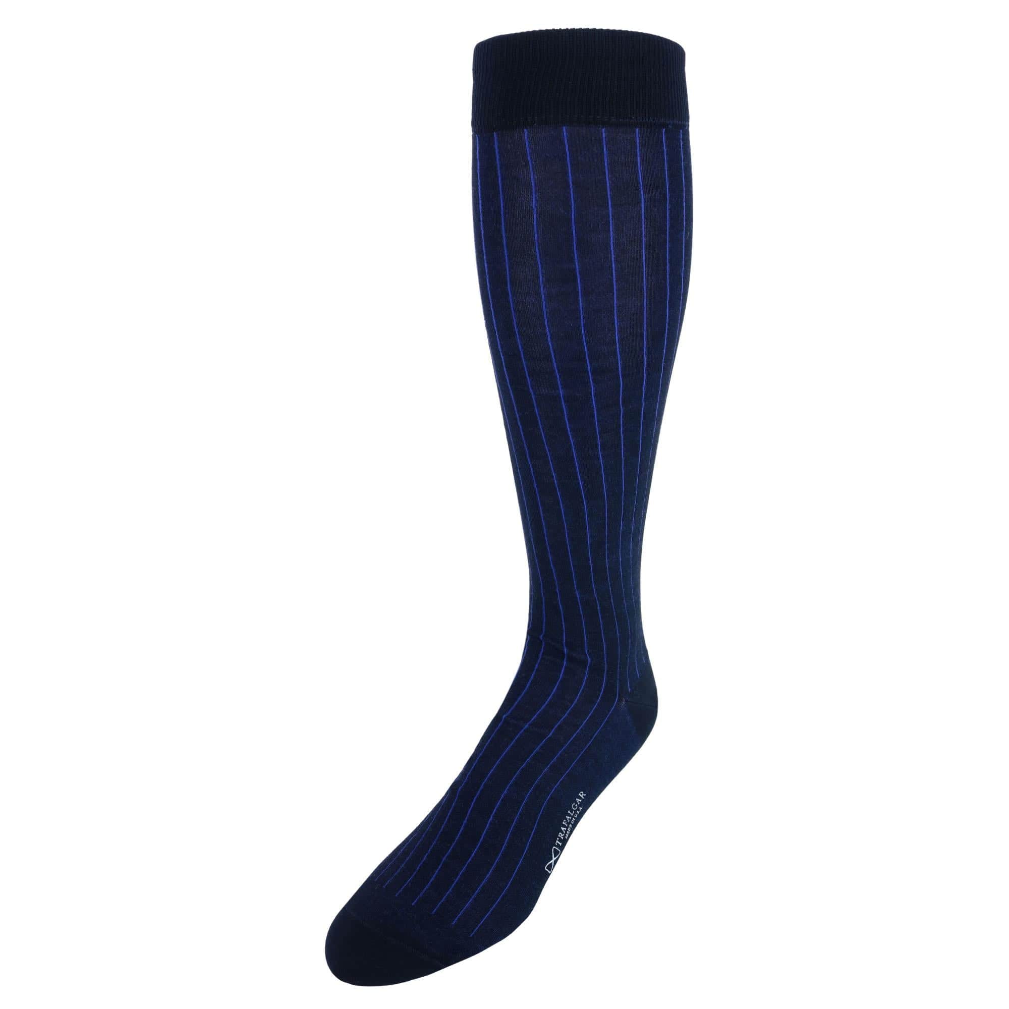 Nigel Over The Calf Vertical Stripe Mercerized Cotton Socks - Image 3