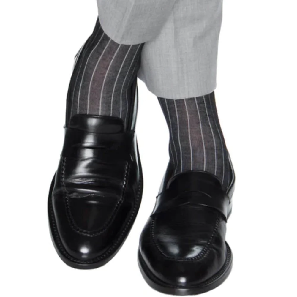 Nigel Over The Calf Vertical Stripe Mercerized Cotton Socks - Image 4