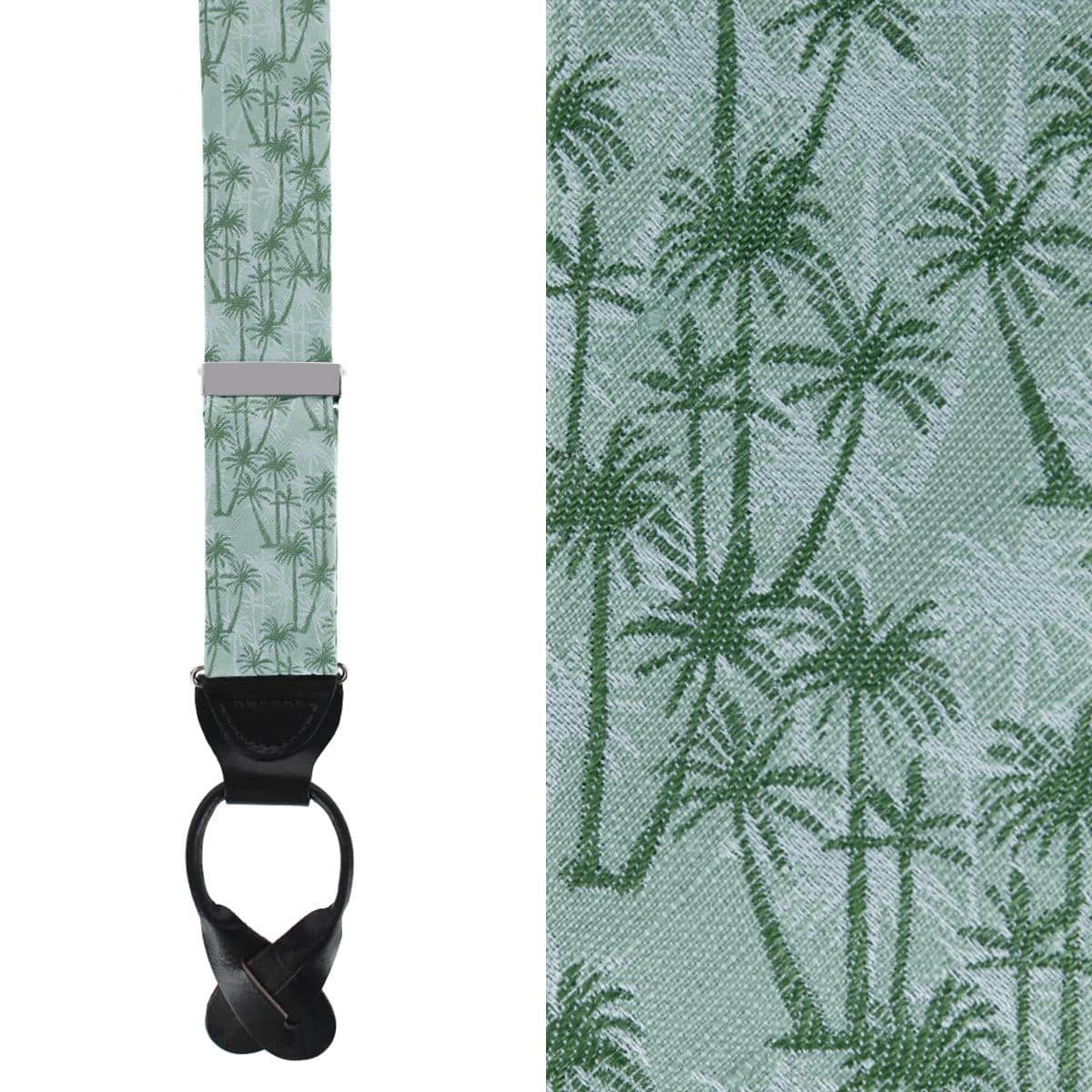 Nohea Palm Tree Linen Blend Novelty Button End Braces - Image 2