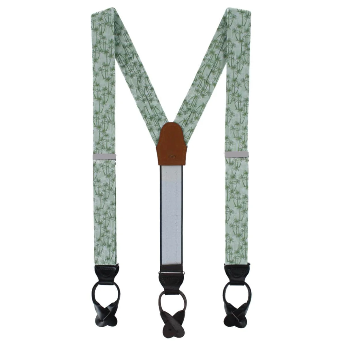 Nohea Palm Tree Linen Blend Novelty Button End Braces - Image 3