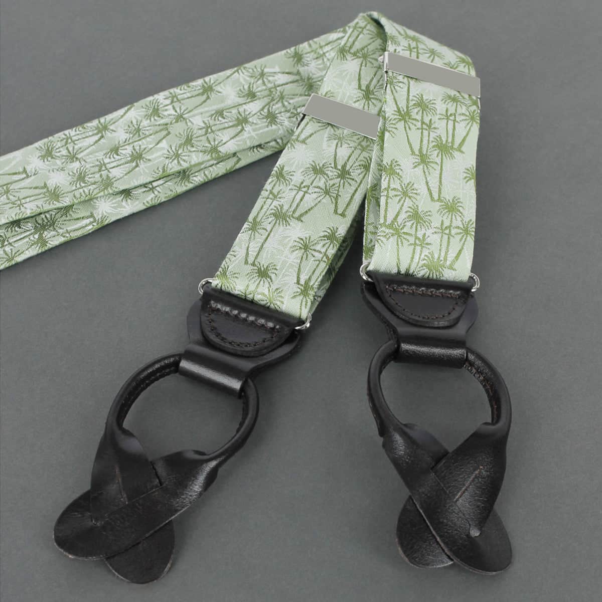 Nohea Palm Tree Linen Blend Novelty Button End Braces - Image 5