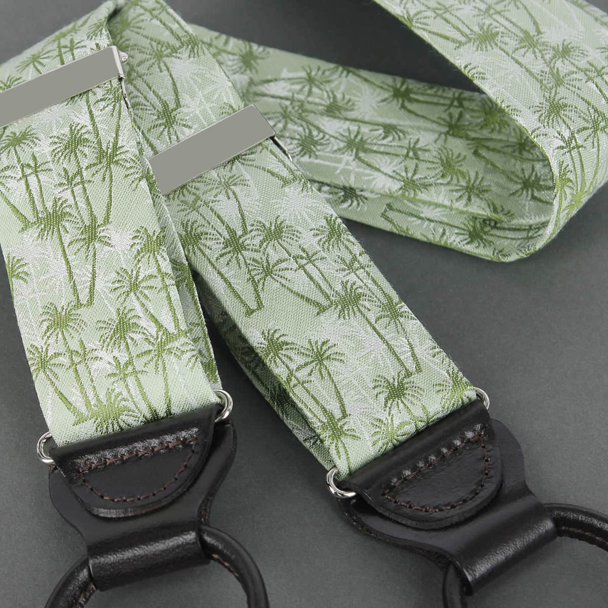Nohea Palm Tree Linen Blend Novelty Button End Braces - Image 6