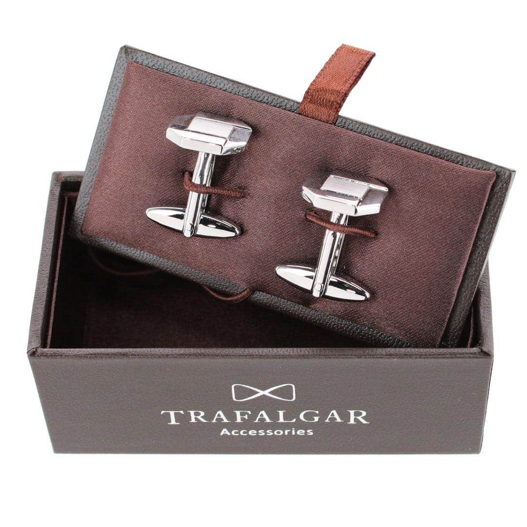Octagon Detailed Silver Cufflinks - Image 3