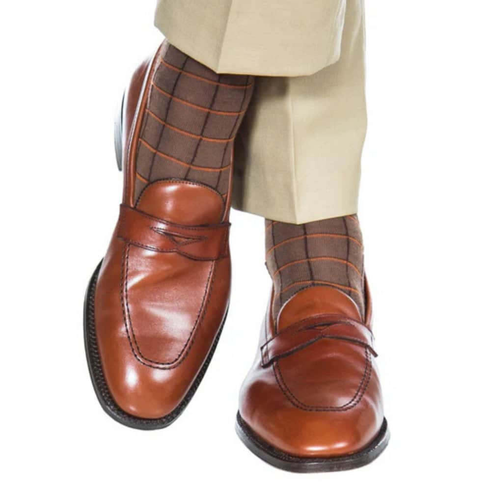 Oscar Windowpane Merino Wool Mid-Calf Socks - Image 4