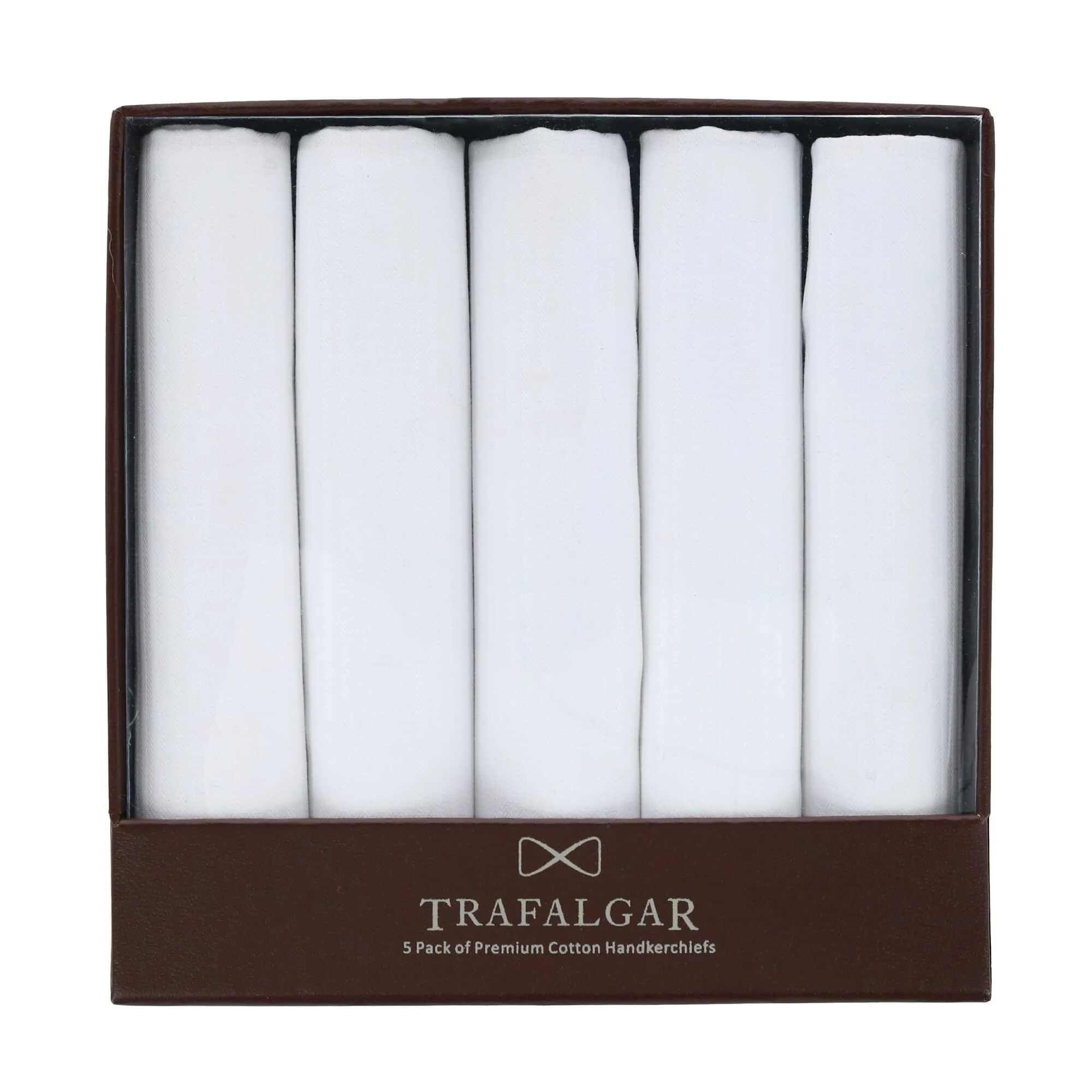 Premium Cotton Pinstripe Handkerchiefs Gift Box 5-Pack White - Image 4