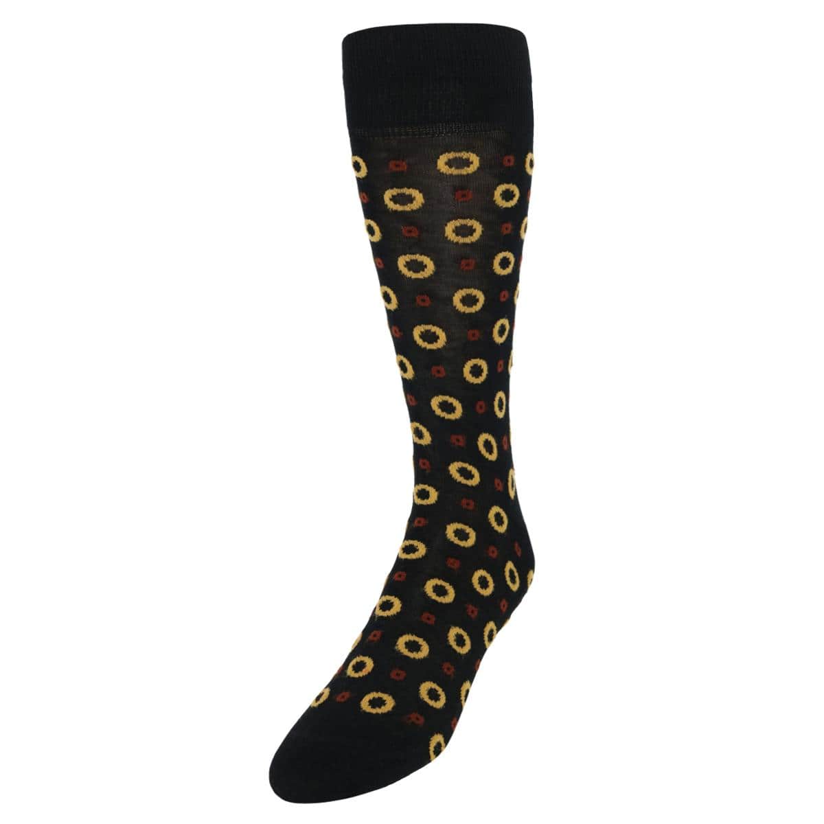 Redondo Circular Patterned Mid-Calf Mercerized Cotton Socks - Image 2