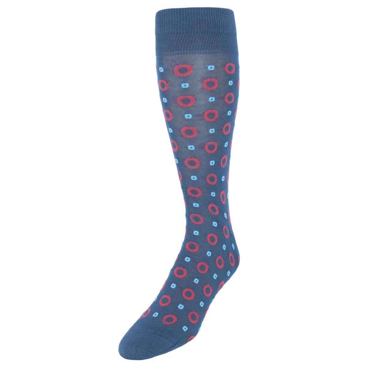 Redondo Circular Patterned Mid-Calf Mercerized Cotton Socks - Image 3