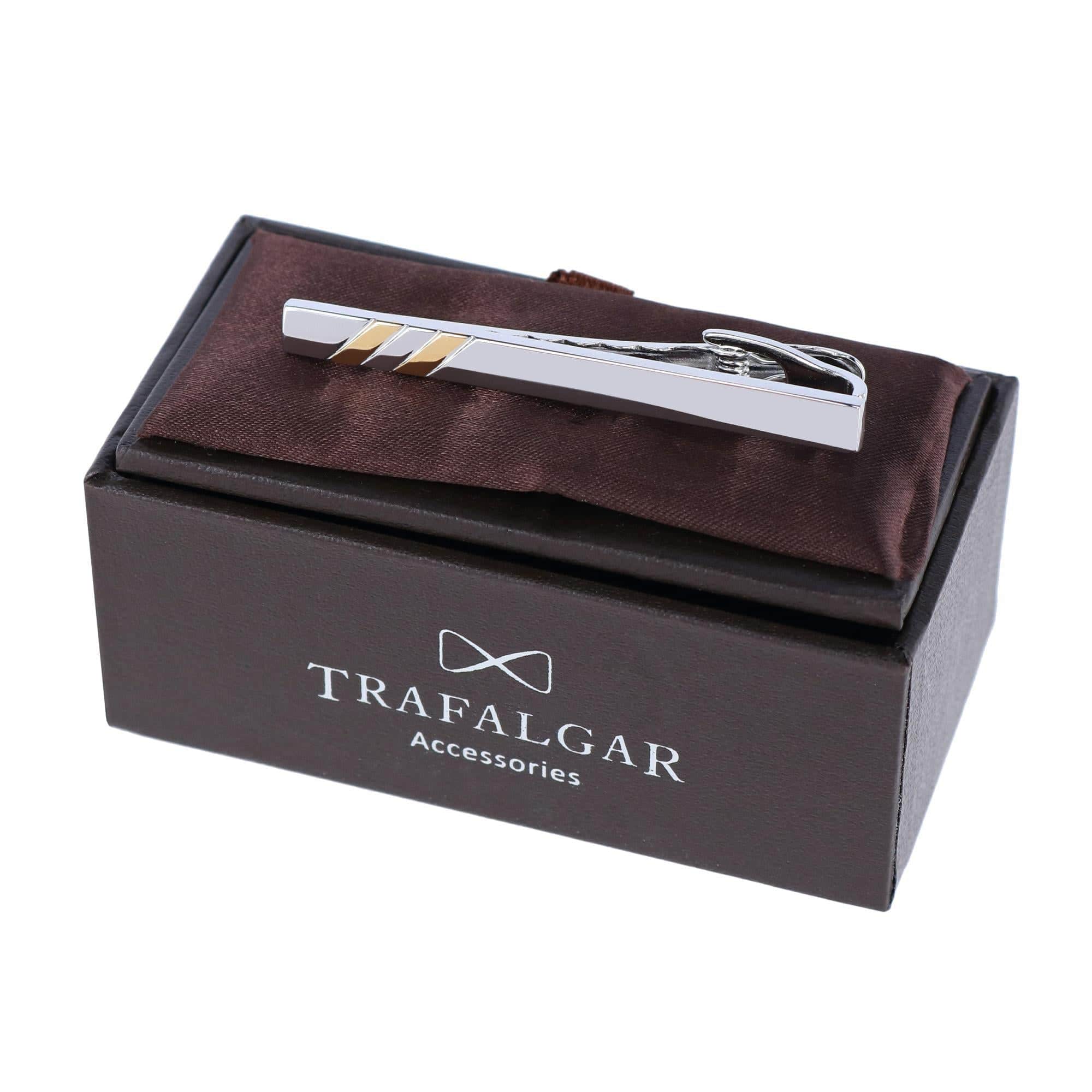 Rhodium and Gold Detailed Tie Bar - Image 3