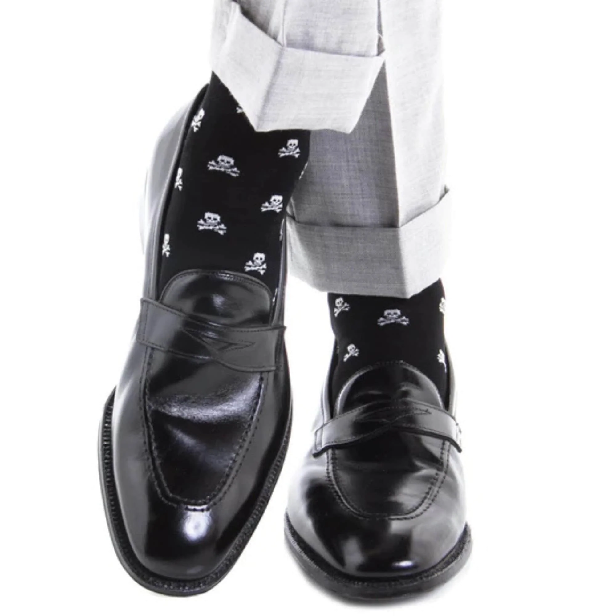 Rodger Skull and Cross Bones Over The Calf Mercerized Cotton Socks - Image 6