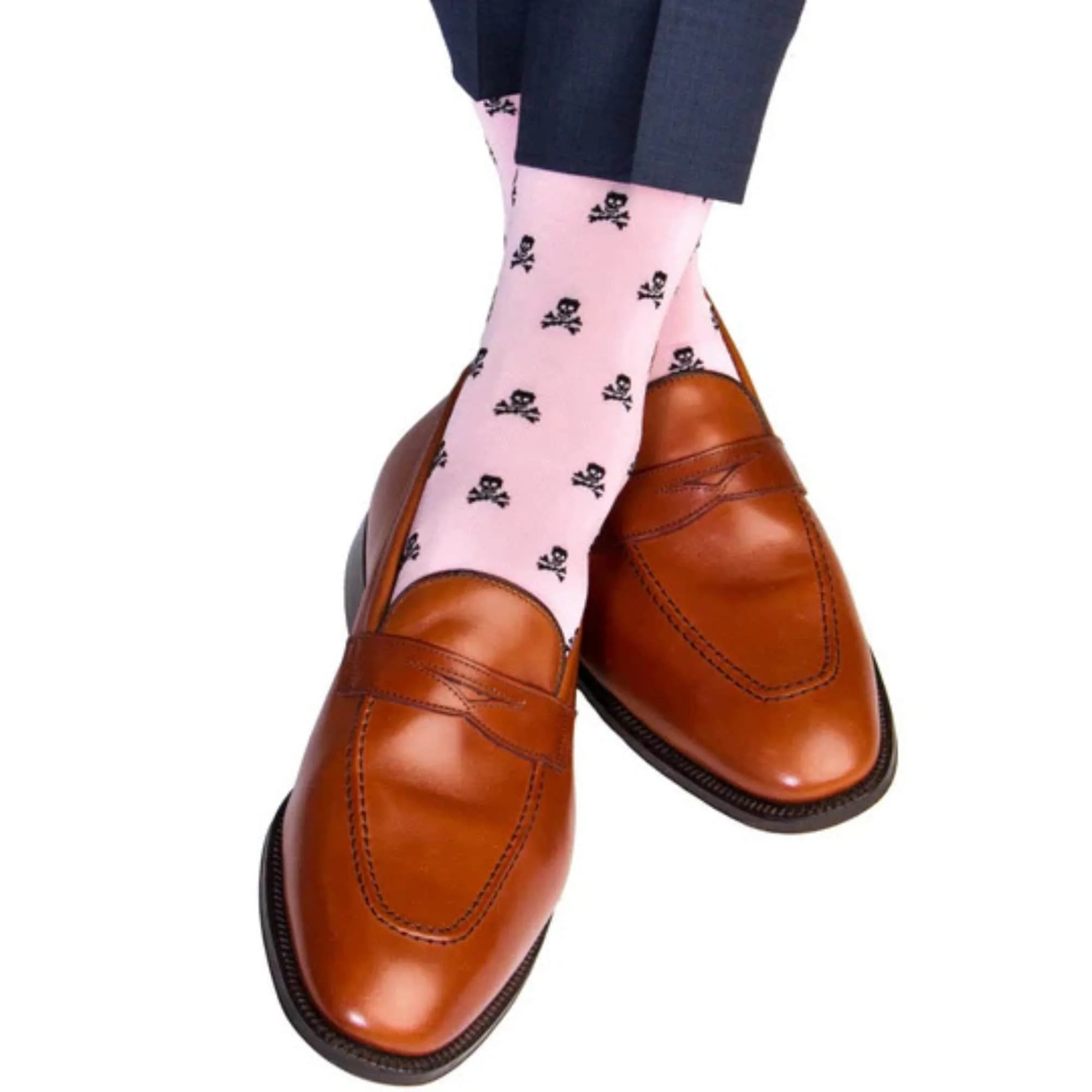 Rodger Skull and Cross Bones Over The Calf Mercerized Cotton Socks - Image 7