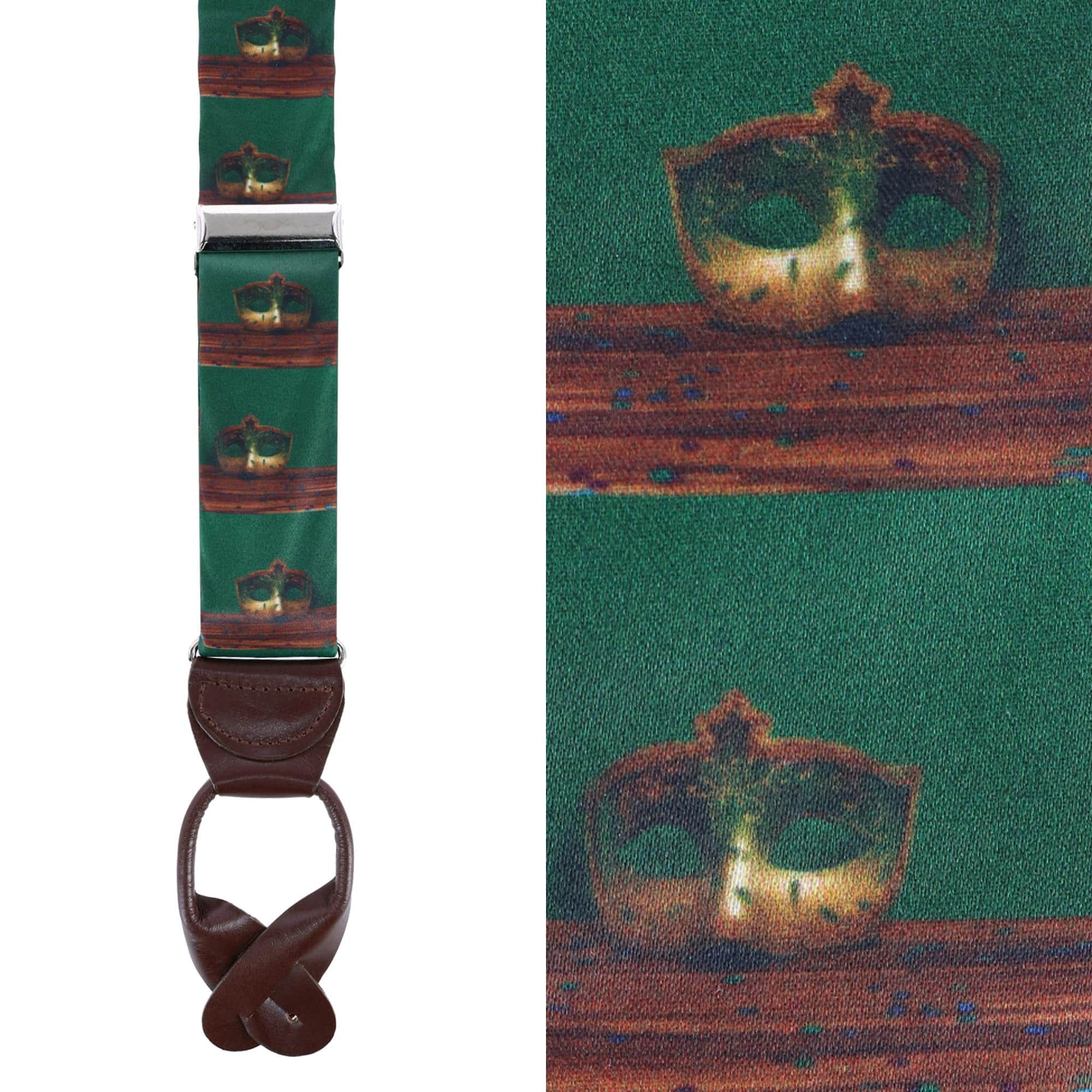 Secret Identity Mardi Gras Mask Silk Button End Braces - Image 2