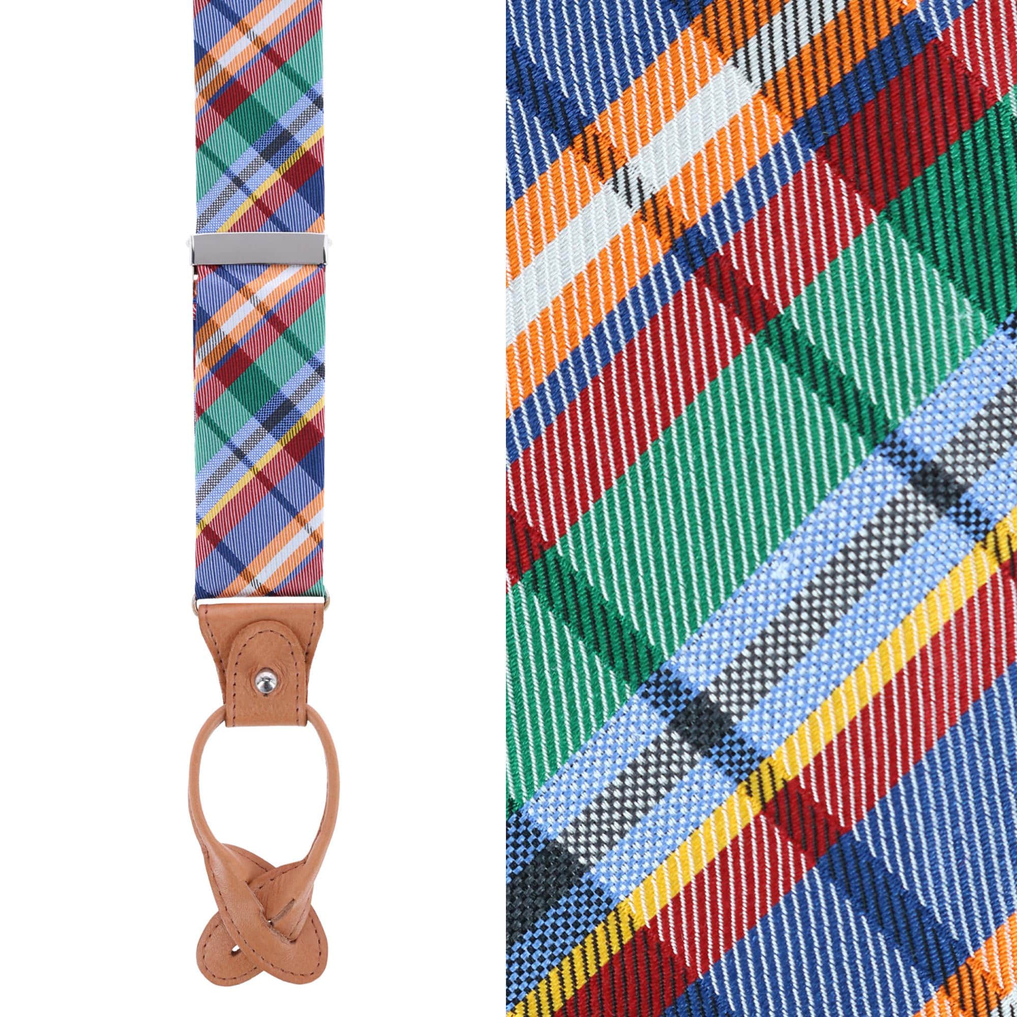 Sherwood Plaid Silk Button End Braces - Image 2
