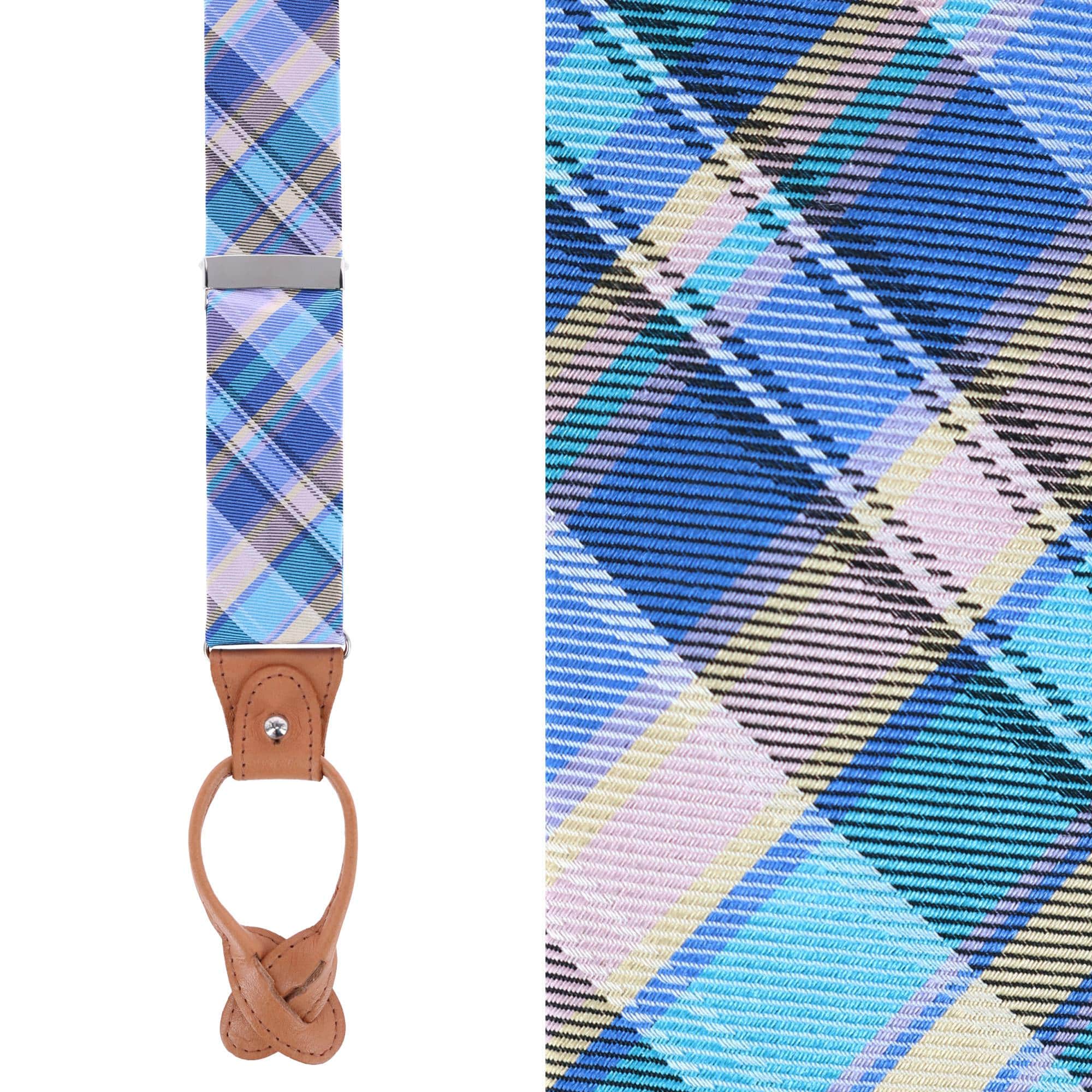 Sherwood Plaid Silk Button End Braces - Image 3