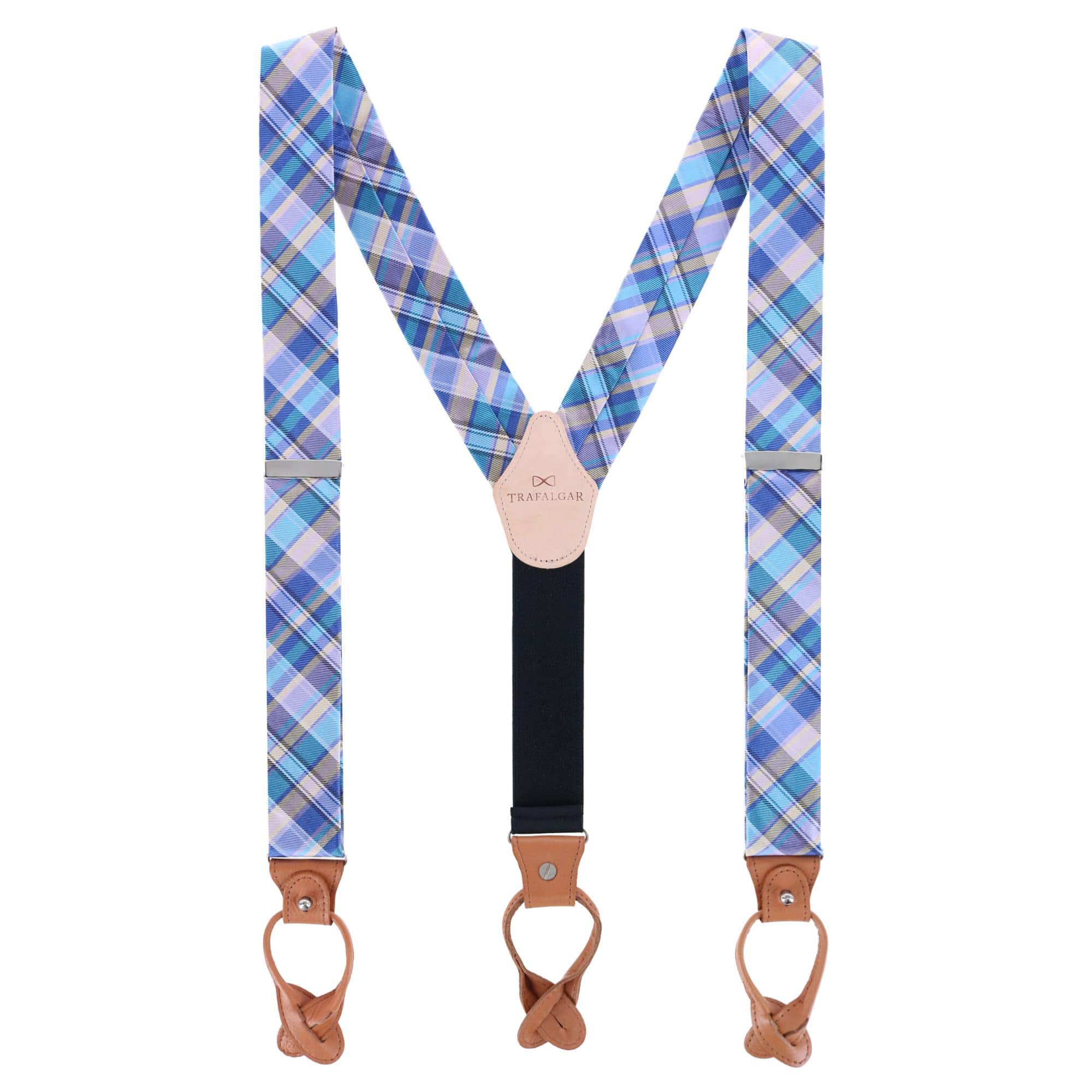 Sherwood Plaid Silk Button End Braces - Image 5