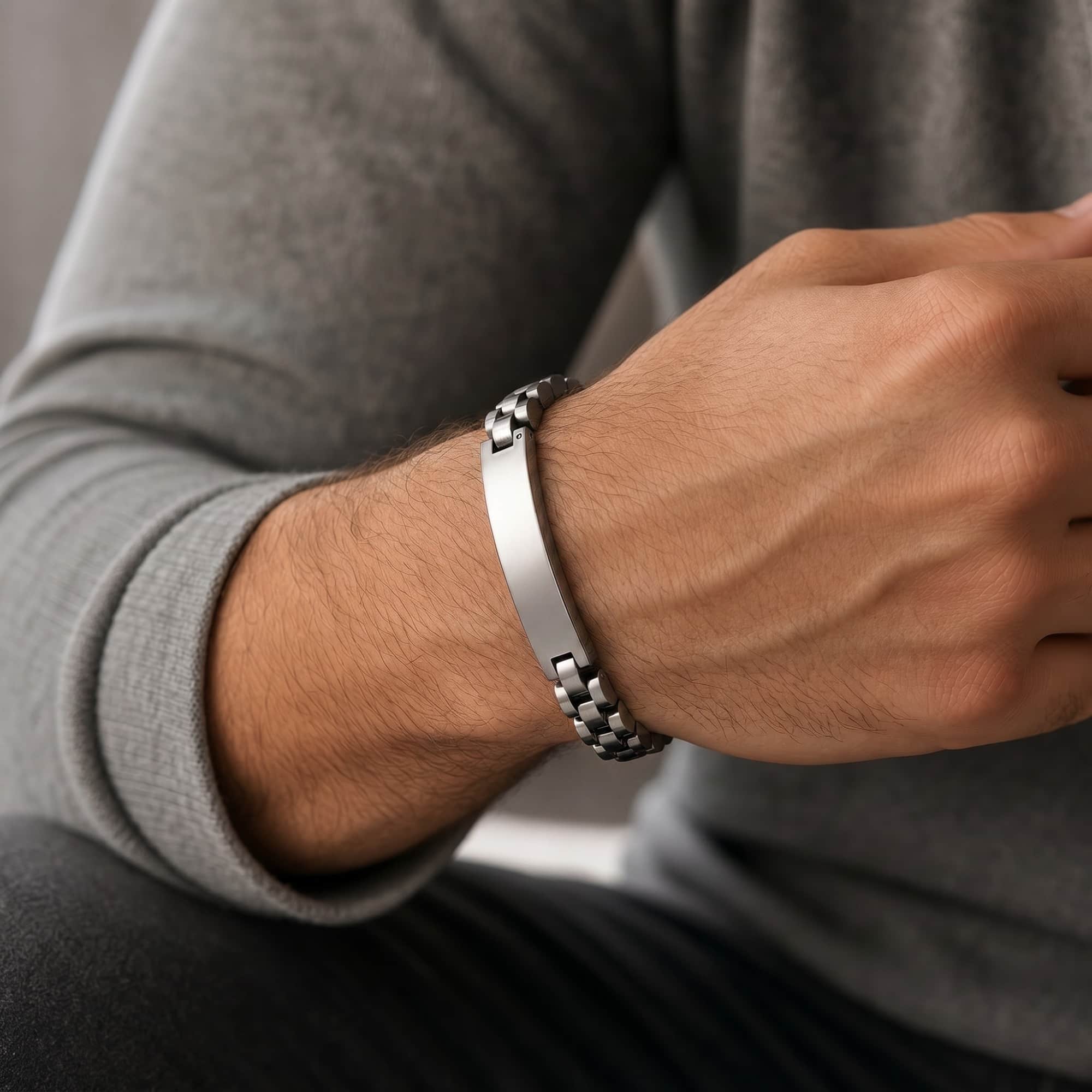 Signet ID Metal Link Bracelet - Image 15
