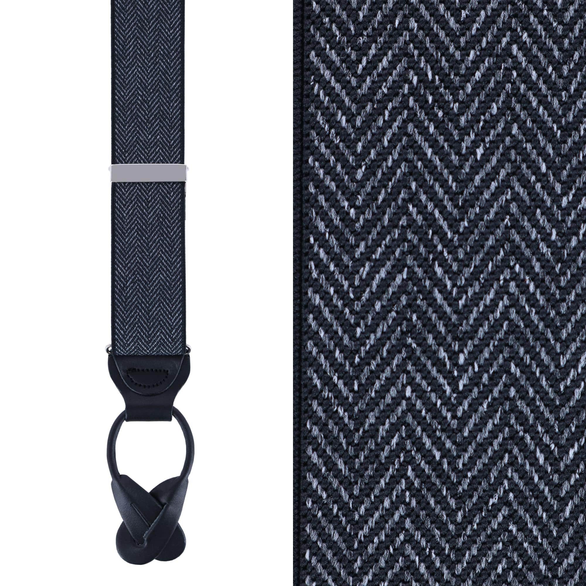 Silas Classic Herringbone Elastic Button End Braces - Image 2