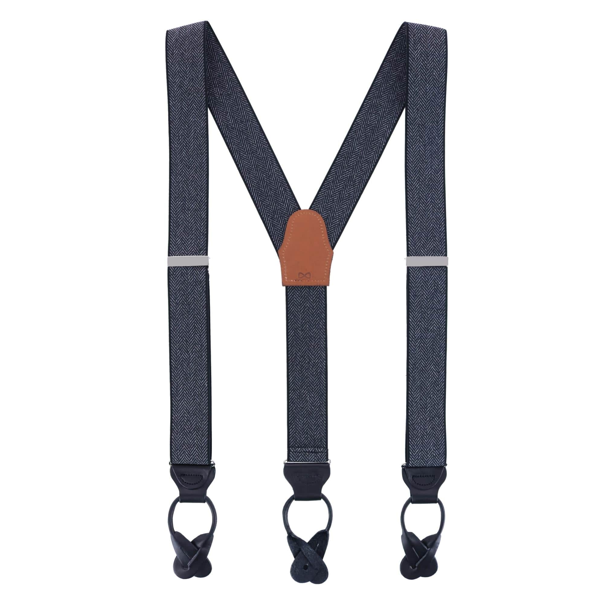 Silas Classic Herringbone Elastic Button End Braces - Image 4