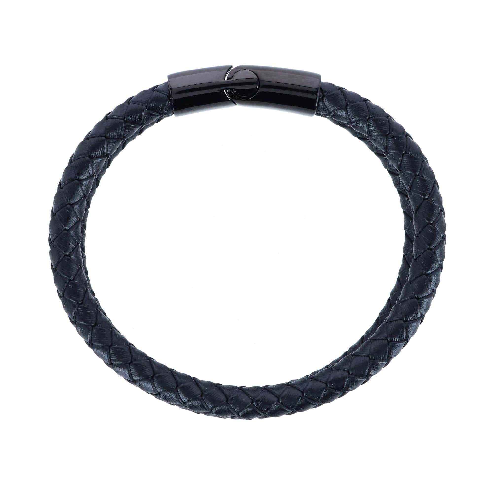 Simple Double Band Braided Secure Clasp Leather Bracelet - Image 4