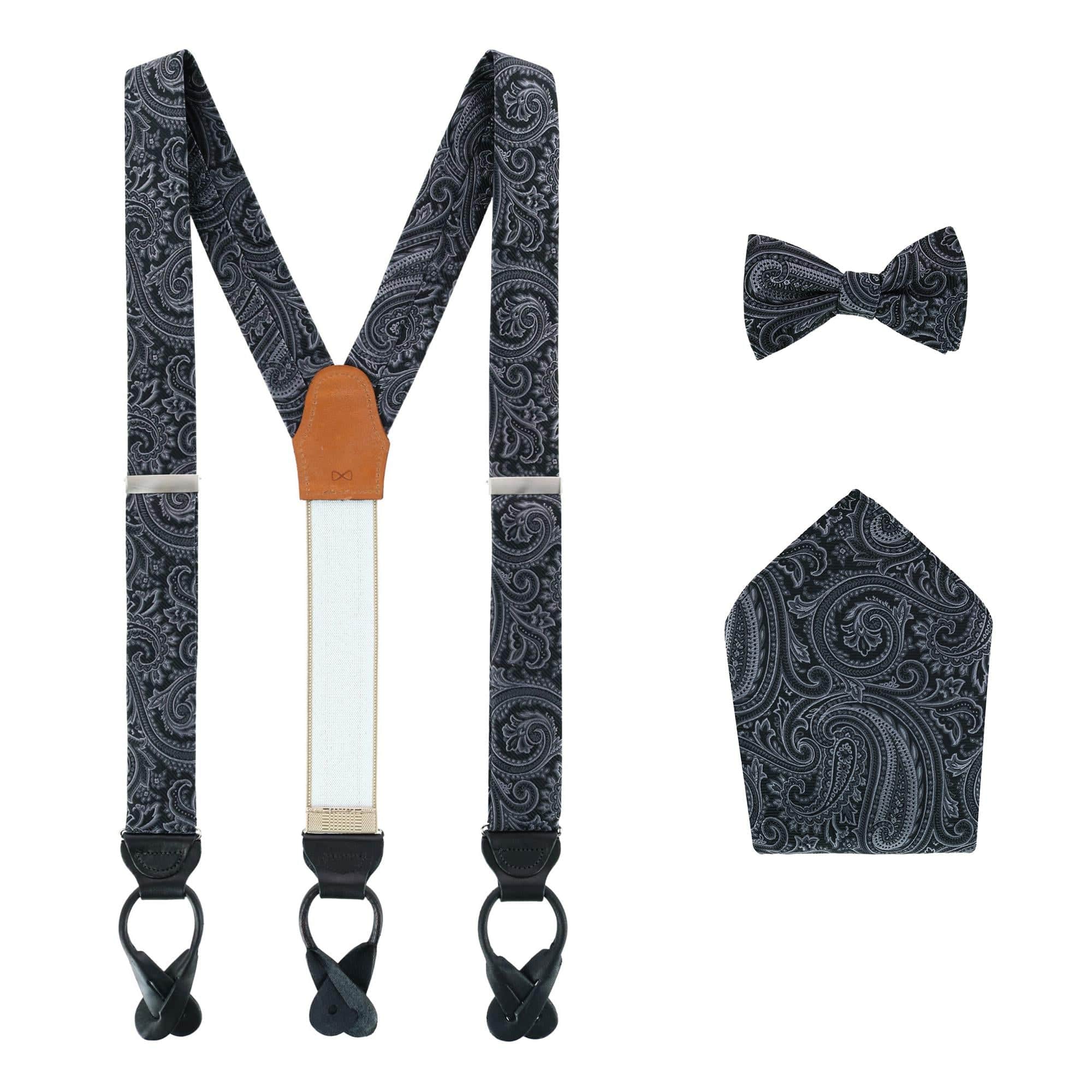 Sobee Paisley Brace Bow Tie & Pocket Square Set - Image 2
