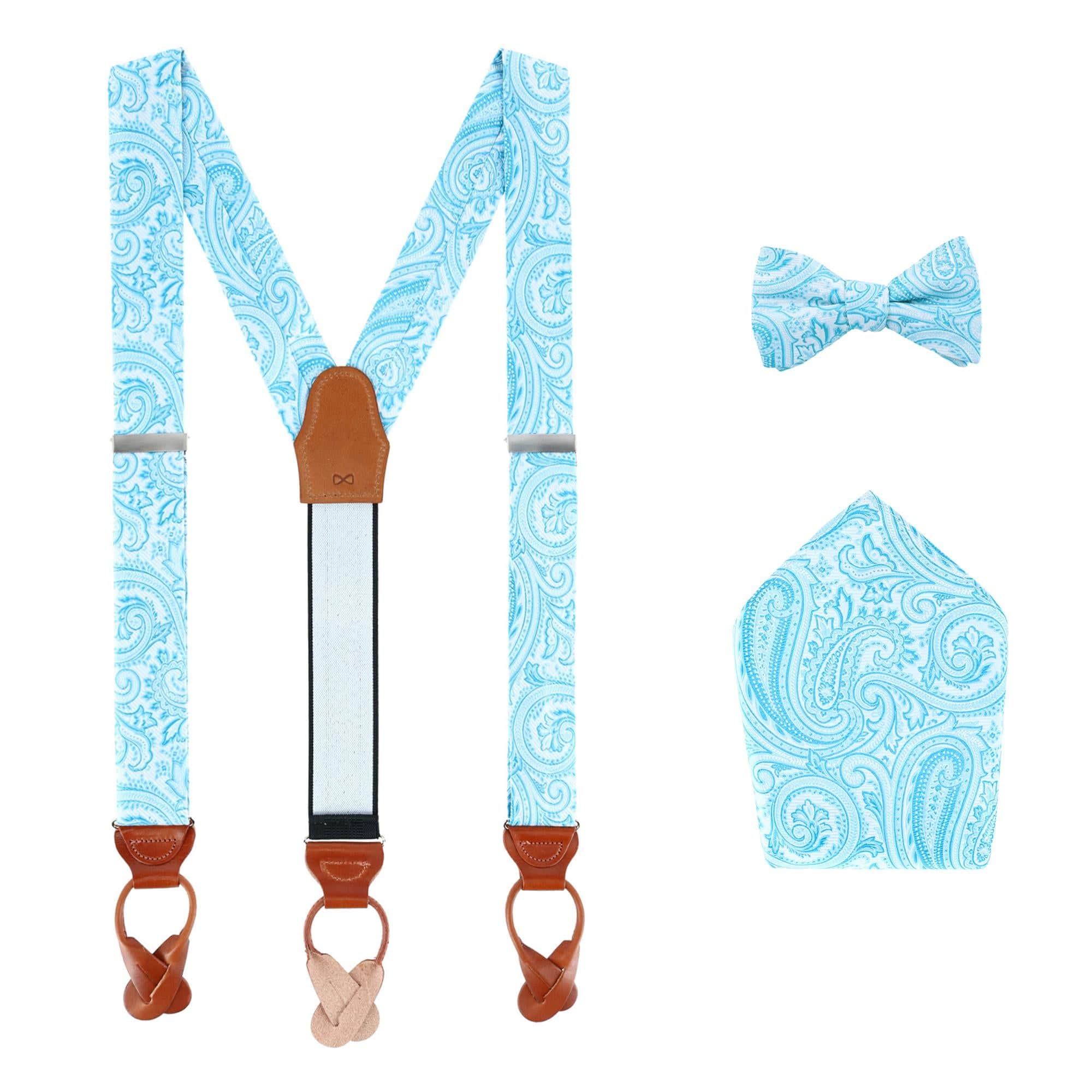 Sobee Paisley Brace Bow Tie & Pocket Square Set - Image 3