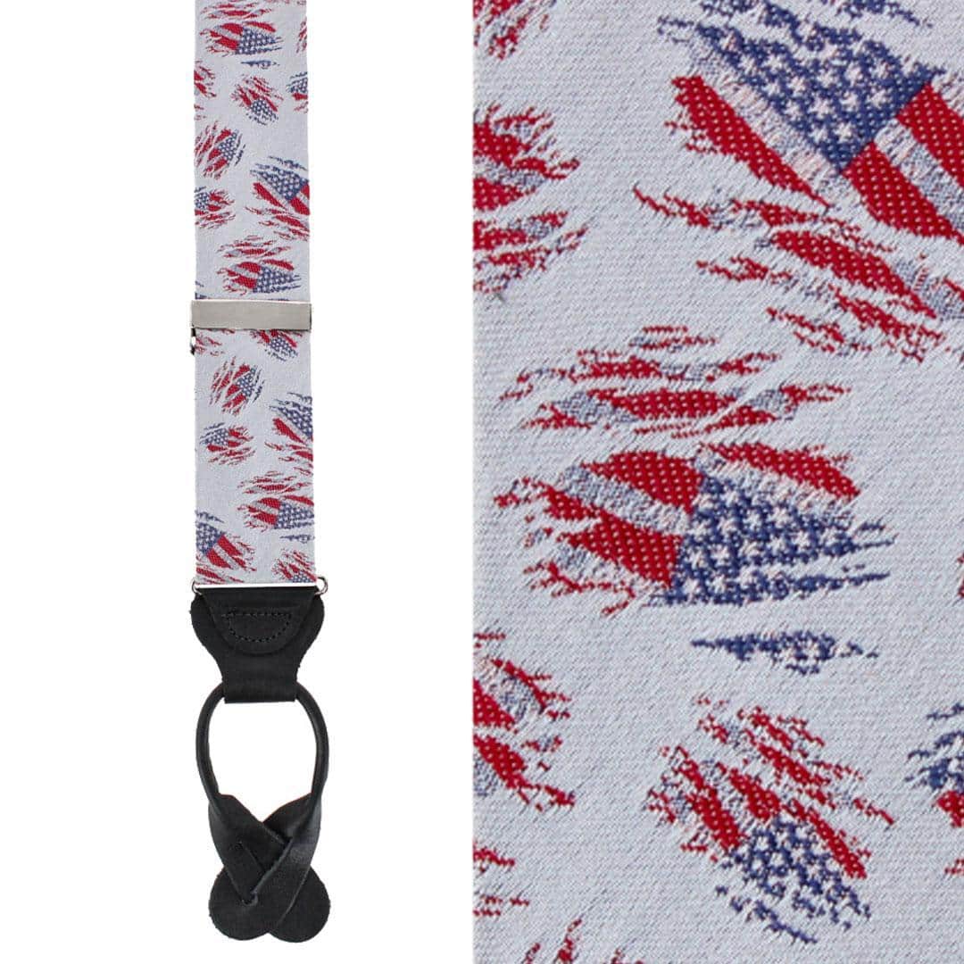 Stars & Stripes Secret Silver Silk Novelty Button End Brace - Image 2