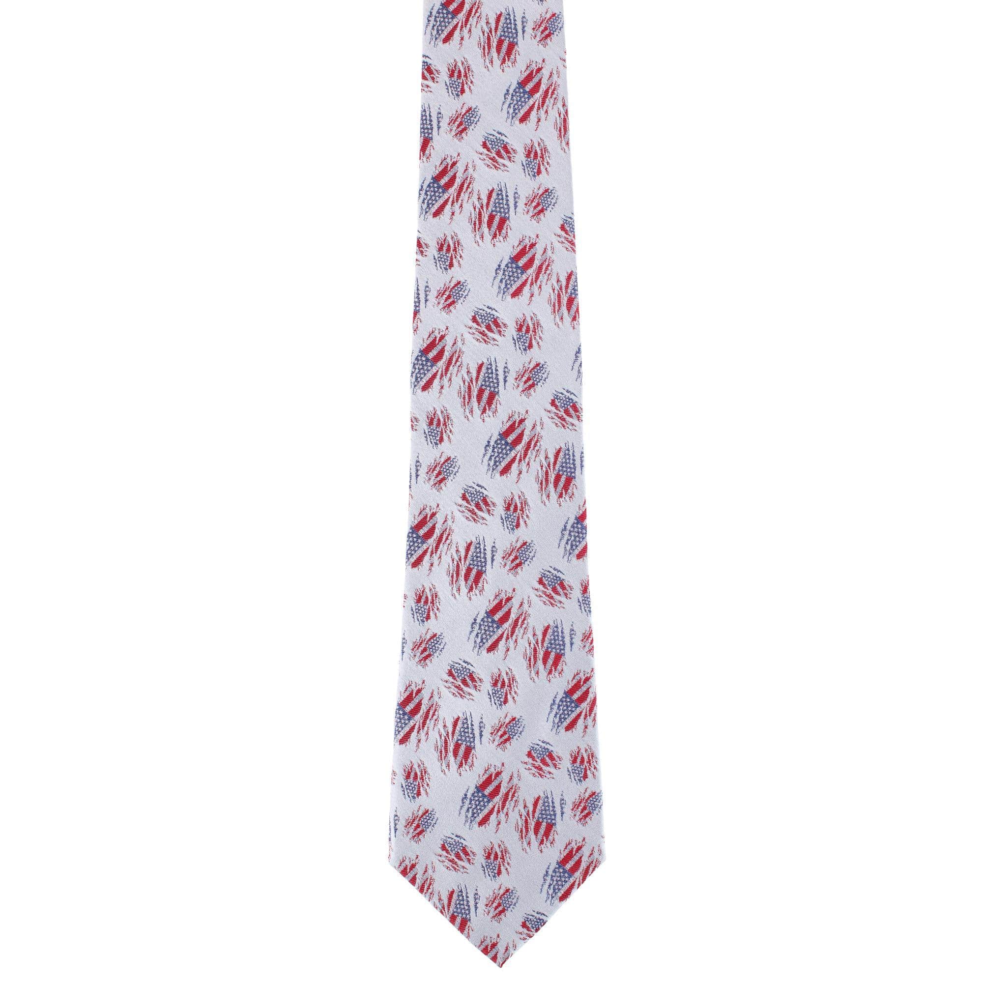 Stars & Stripes Secret Silver Silk Novelty Necktie - Image 3