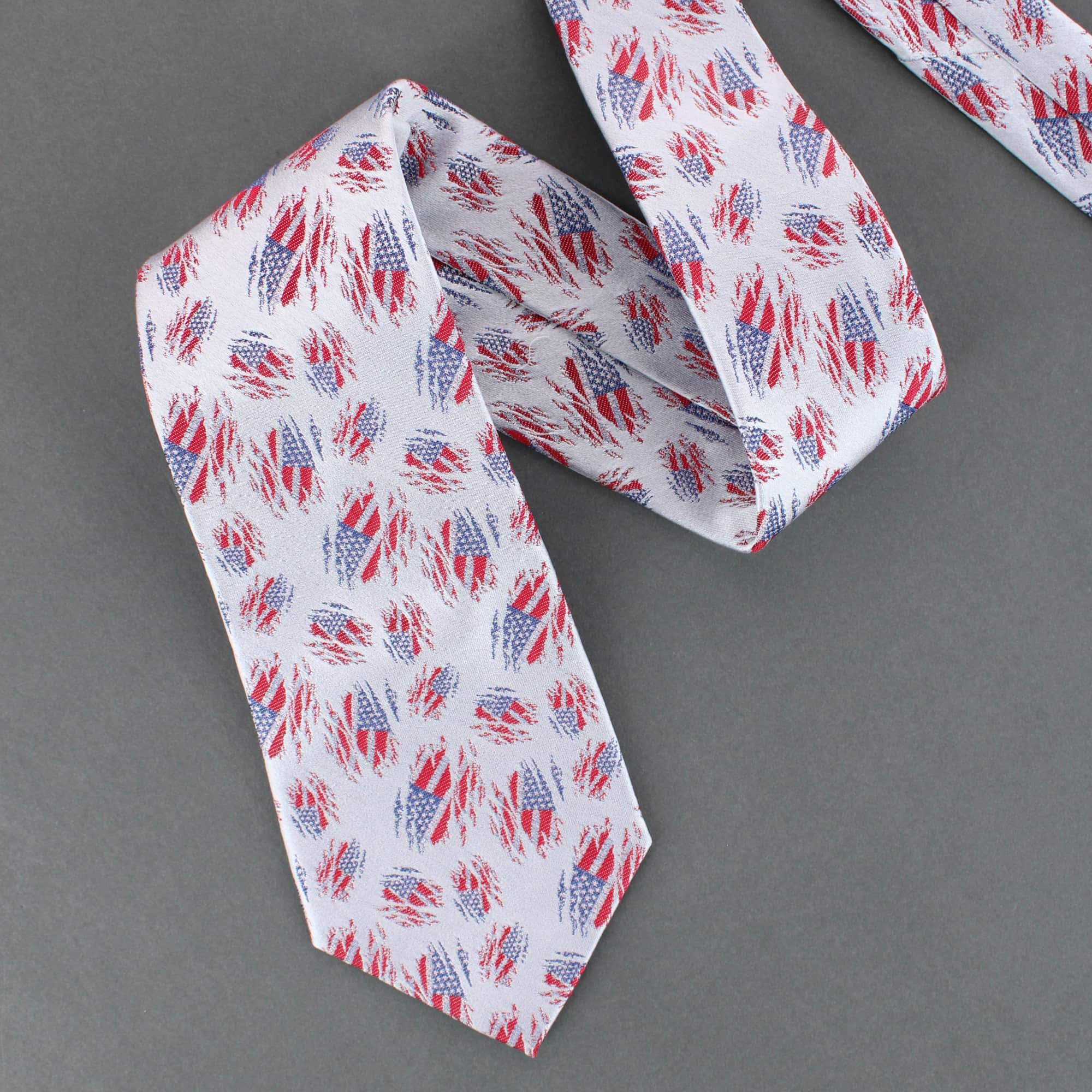 Stars & Stripes Secret Silver Silk Novelty Necktie - Image 5