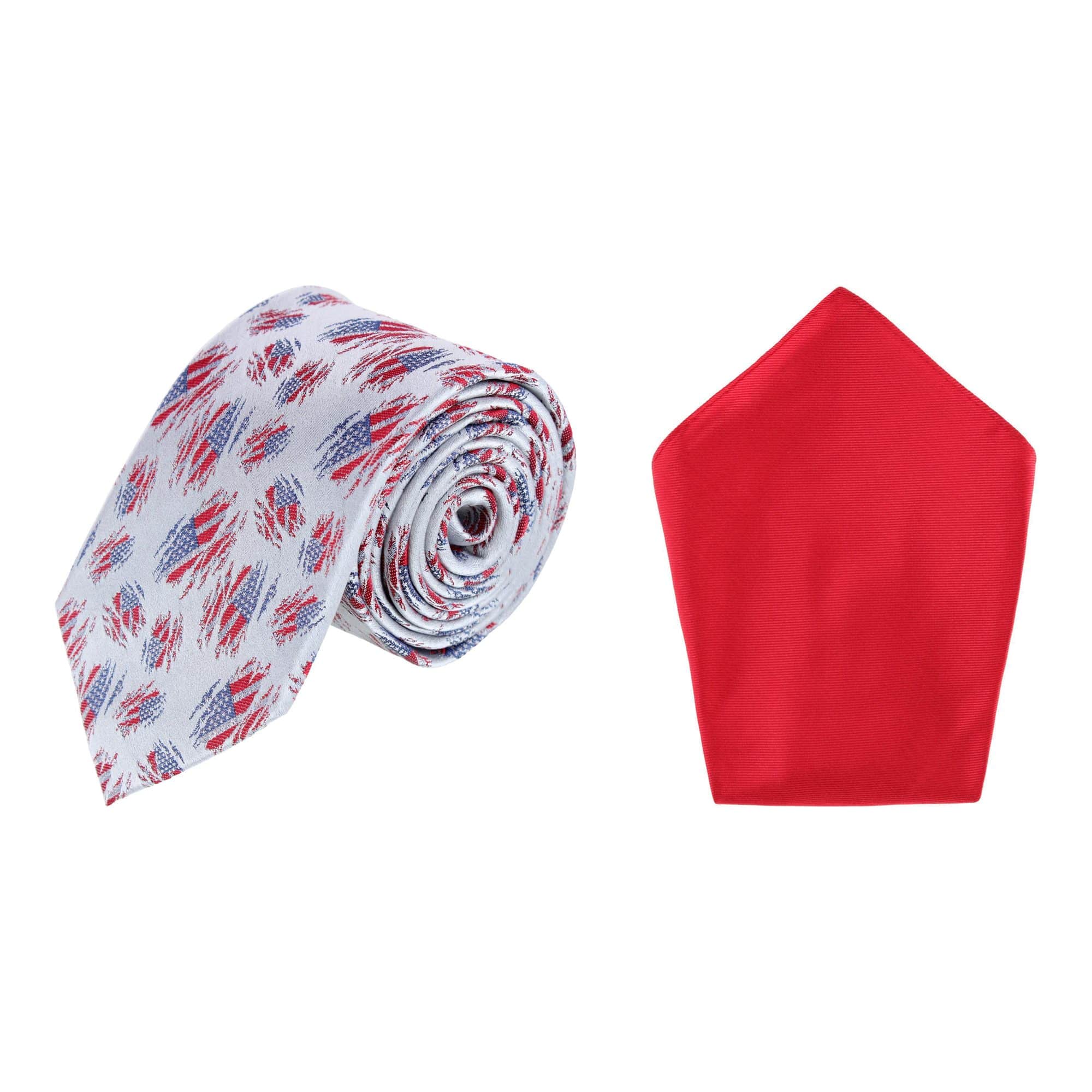 Stars & Stripes Silk Tie & Gatsby Pocket Square Bundle