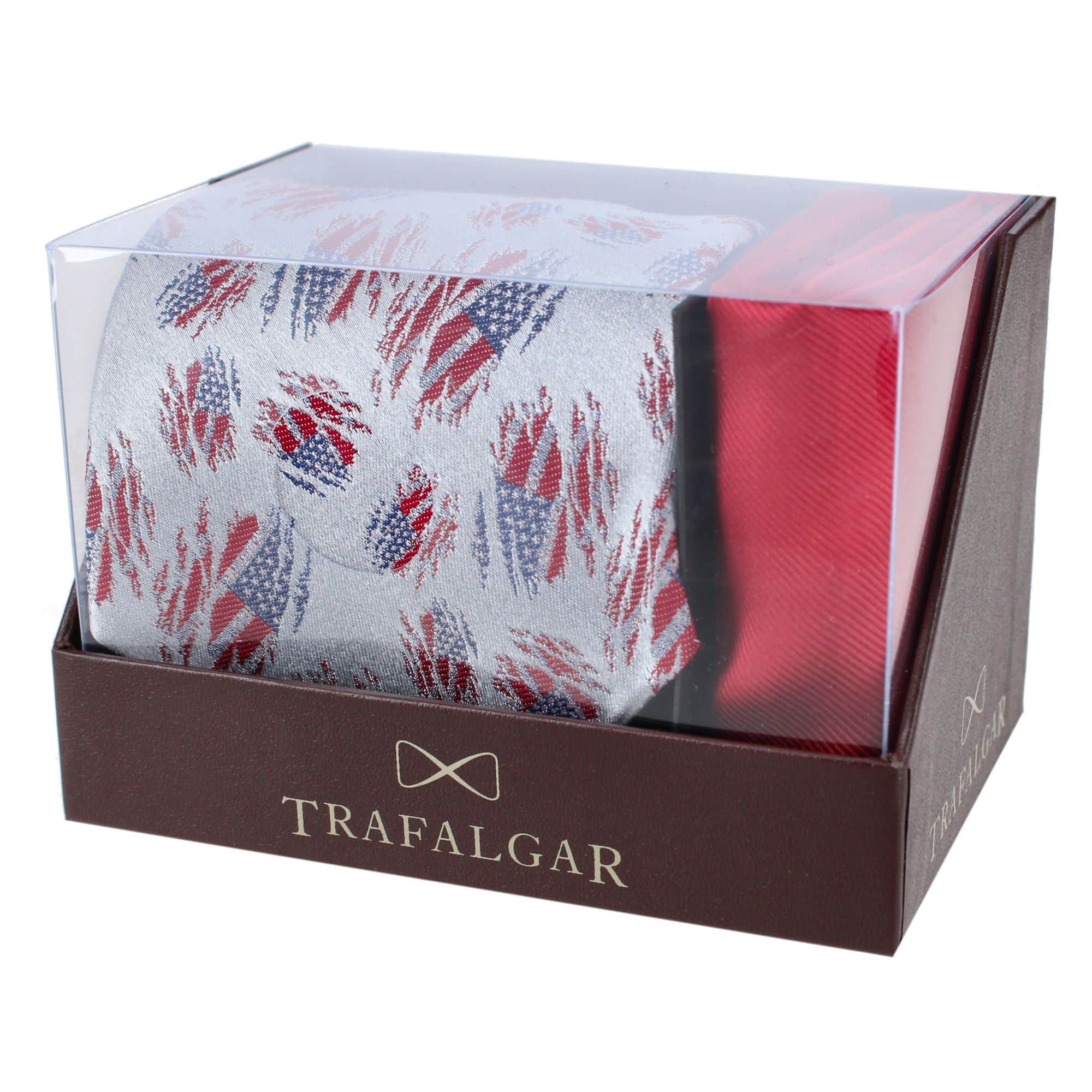 Stars & Stripes Silk Tie & Gatsby Pocket Square Bundle - Image 7