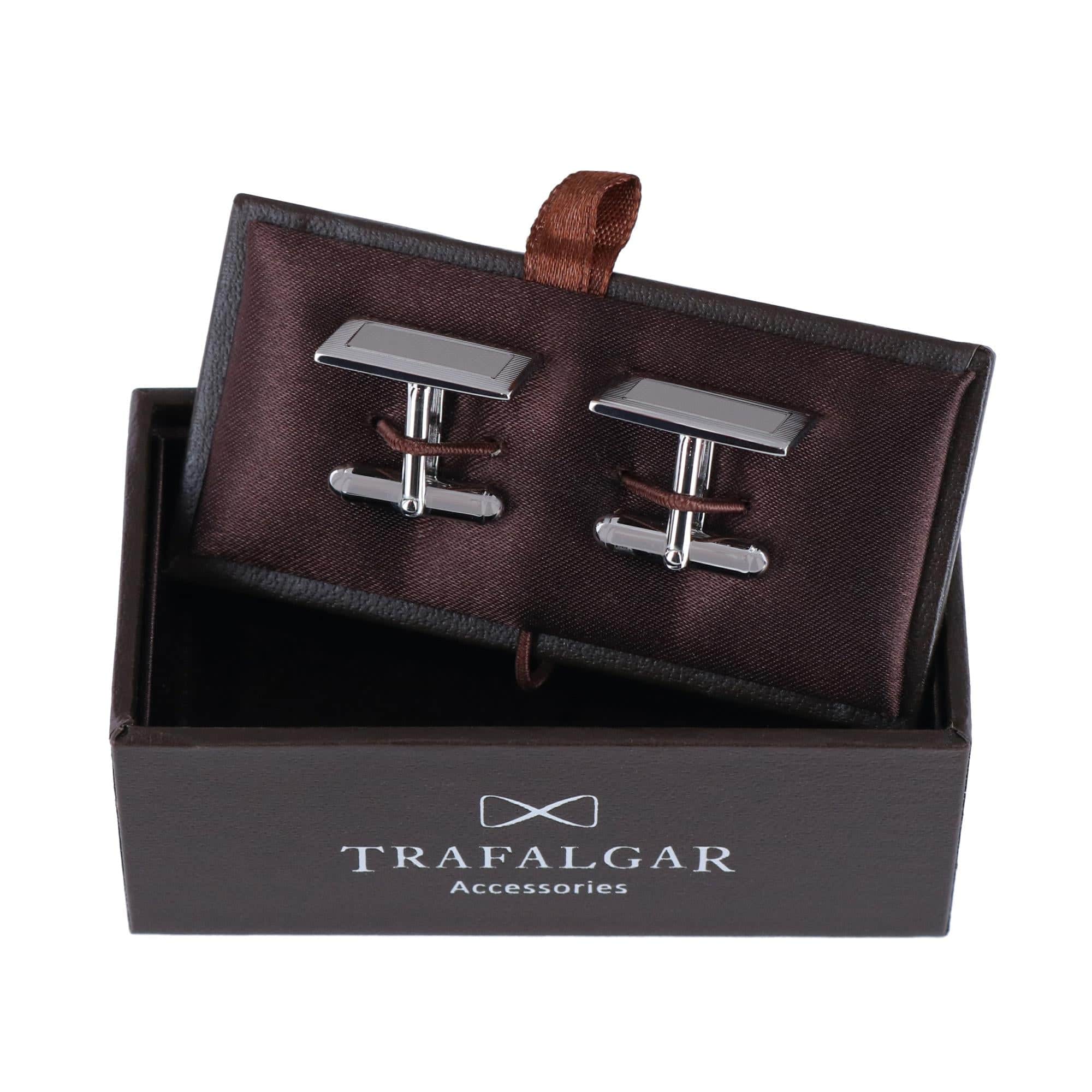Sterling Silver Rectangle Engine Turned Cufflinks - Image 3