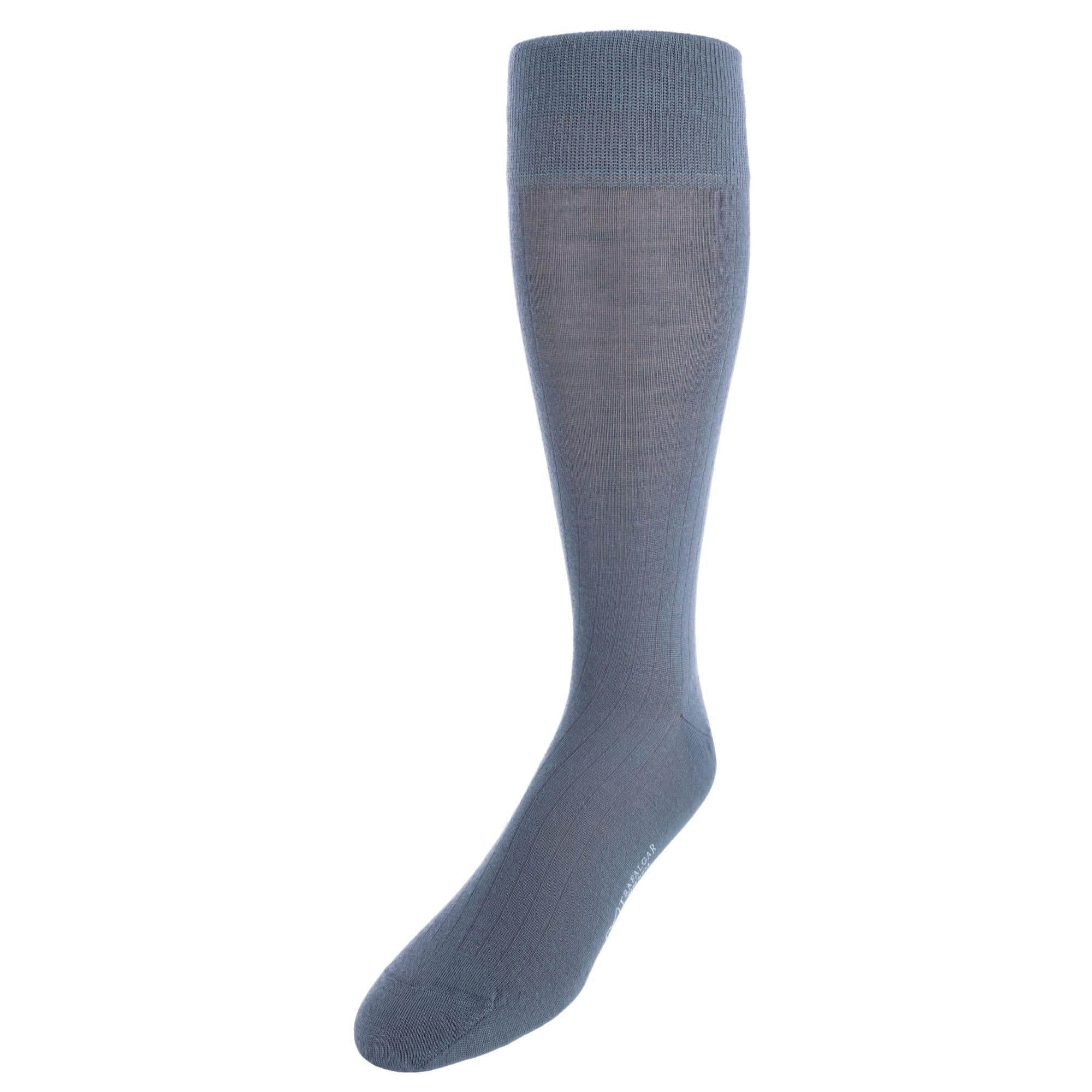Sutton Fine Merino Wool Solid Color Ribbed Socks - Image 3