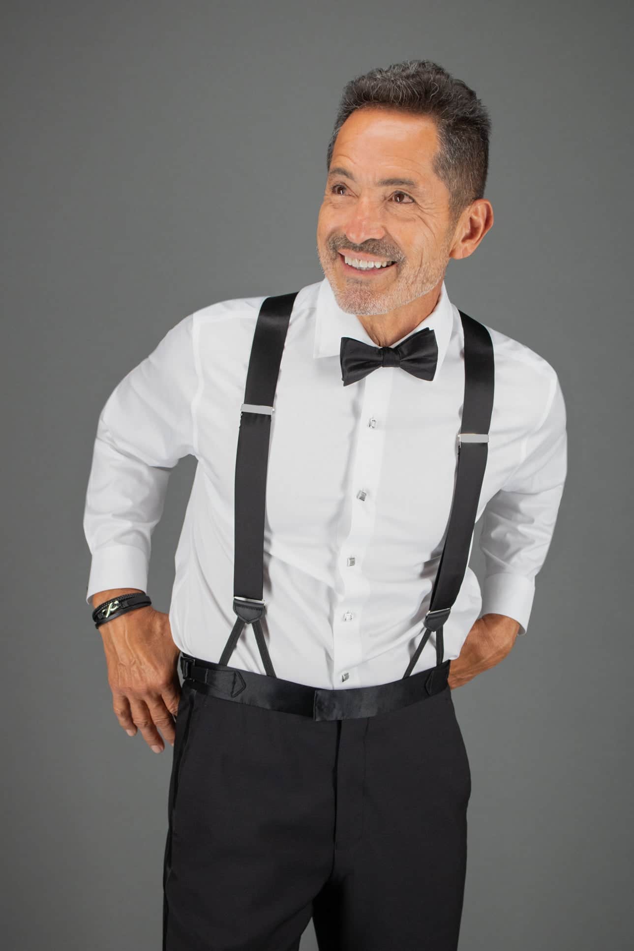 Sutton Solid Color Silk Brace and Bow Tie Combo - Image 26