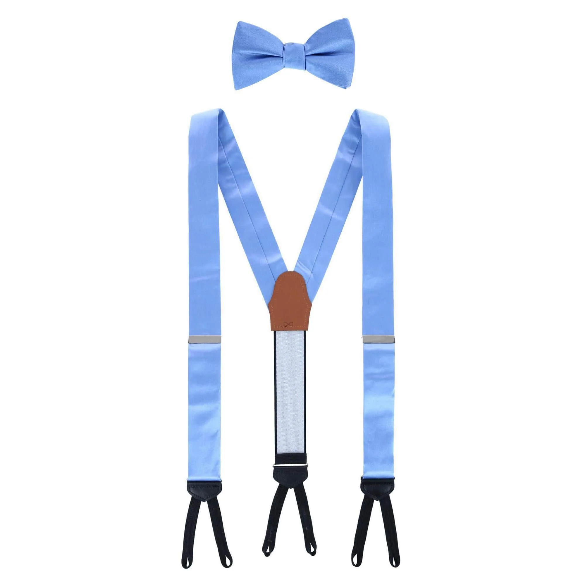 Sutton Solid Color Silk Brace and Bow Tie Combo - Image 7