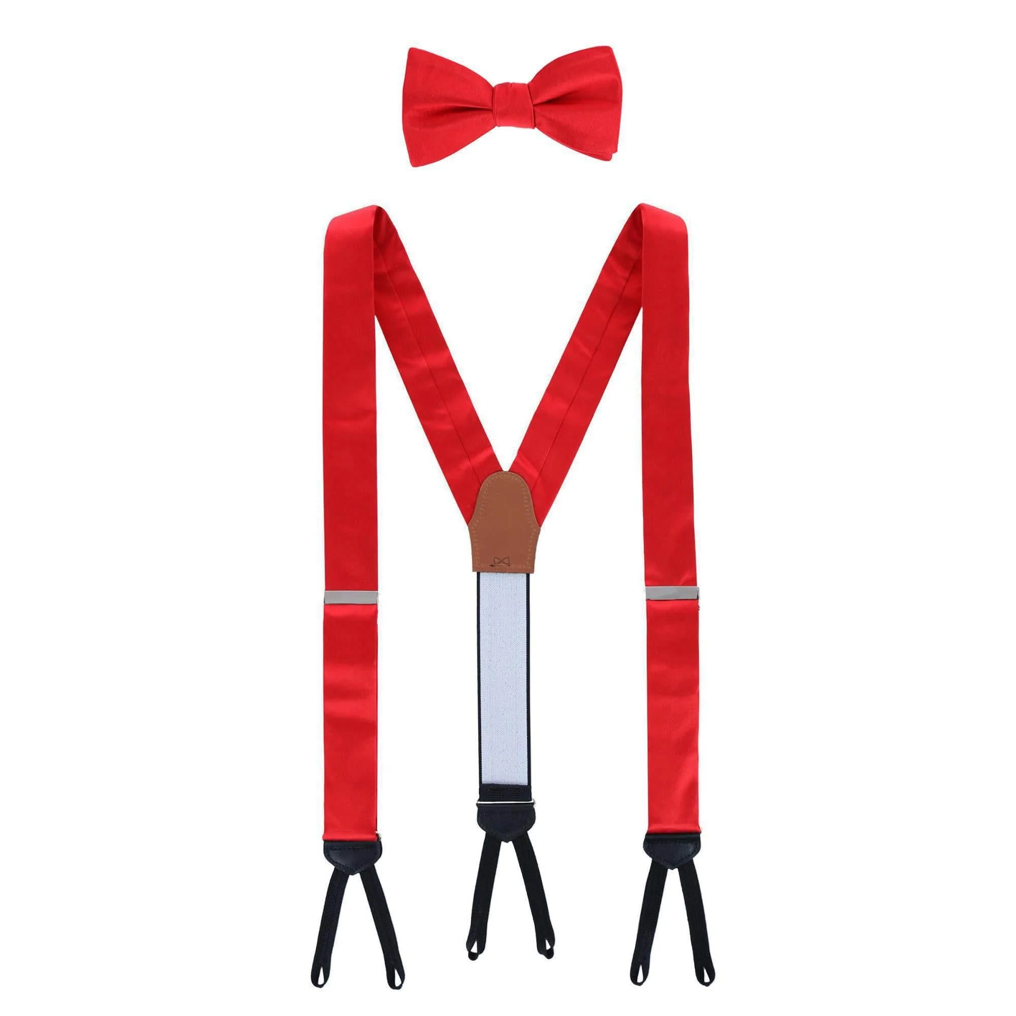 Sutton Solid Color Silk Brace and Bow Tie Combo - Image 8