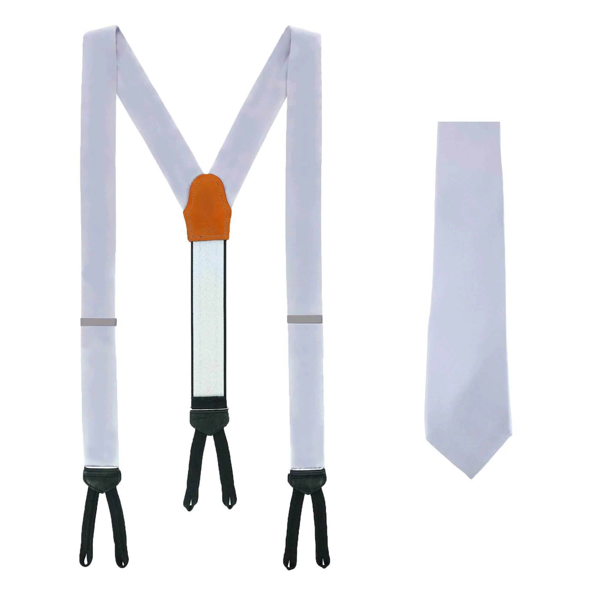 Sutton Solid Color Silk Brace and Necktie Combo - Image 3