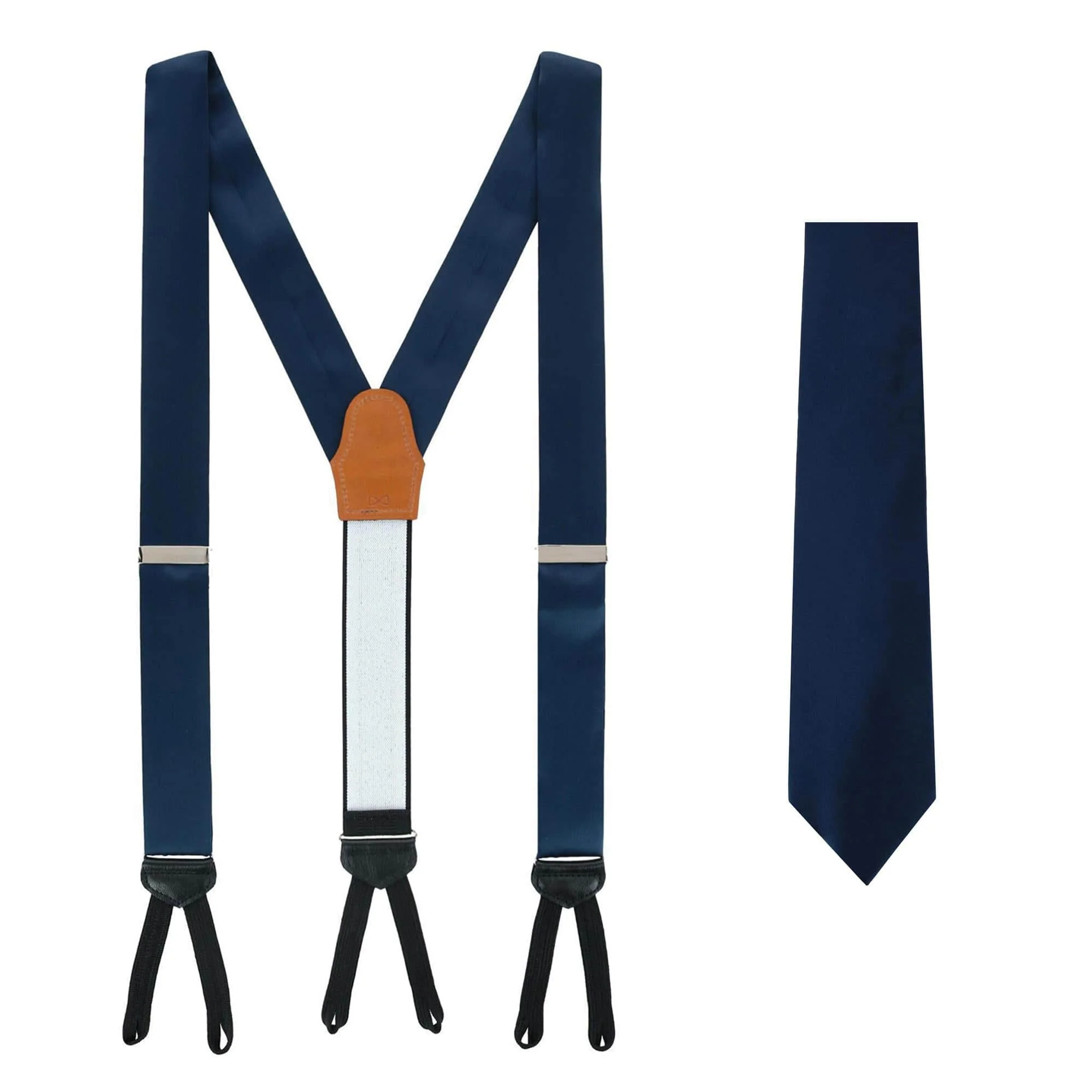 Sutton Solid Color Silk Brace and Necktie Combo - Image 5