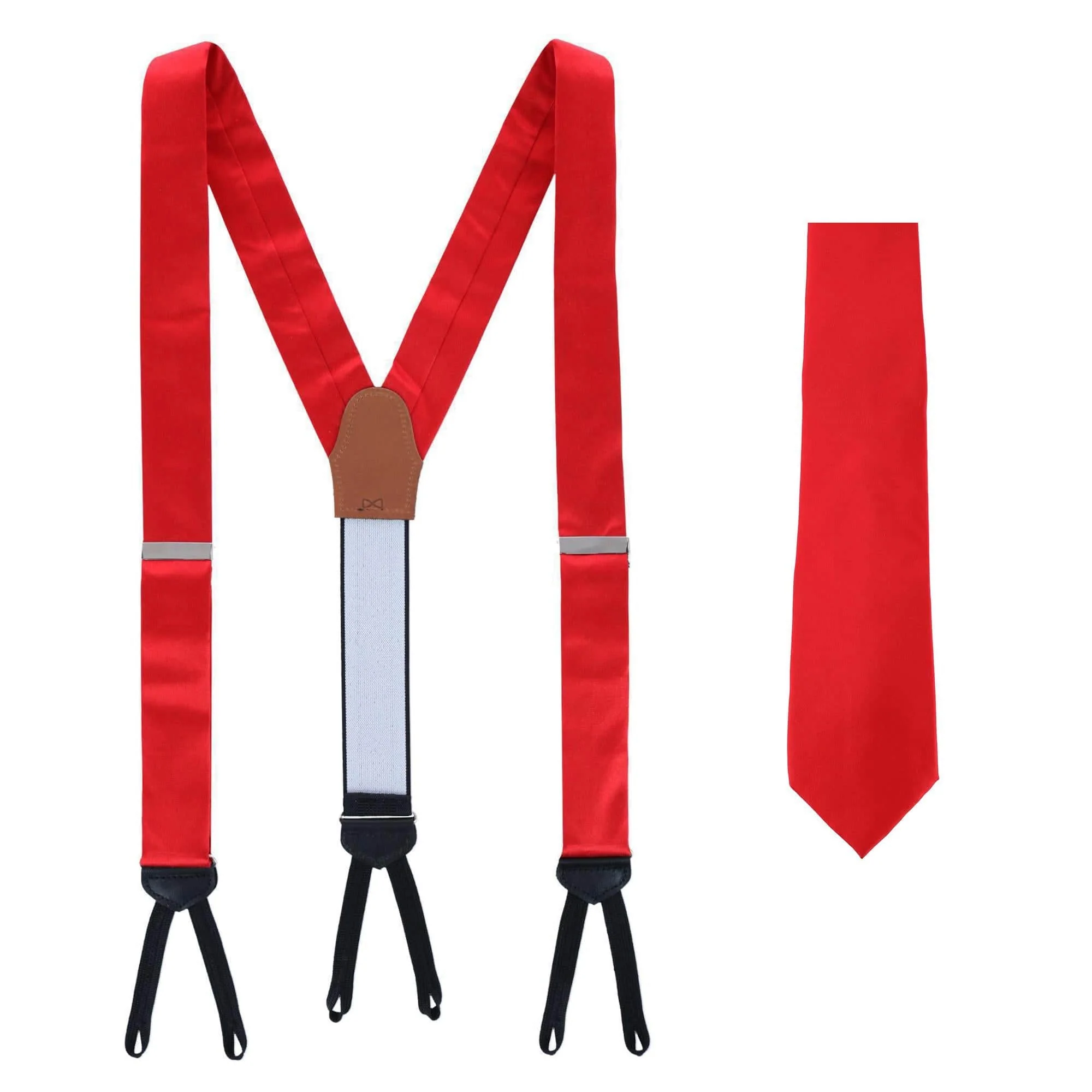 Sutton Solid Color Silk Brace and Necktie Combo - Image 6