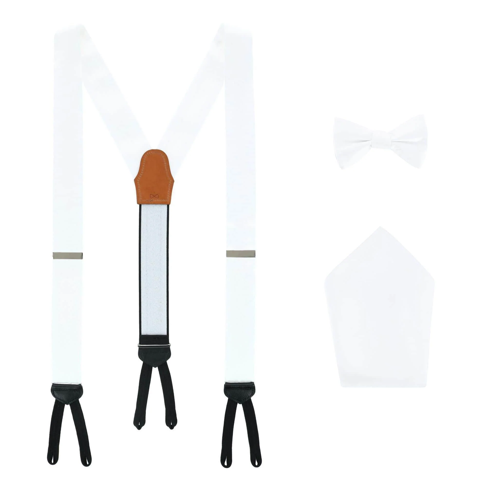 Sutton Solid Color Silk Brace Bow Tie & Pocket Square Combo - Image 4