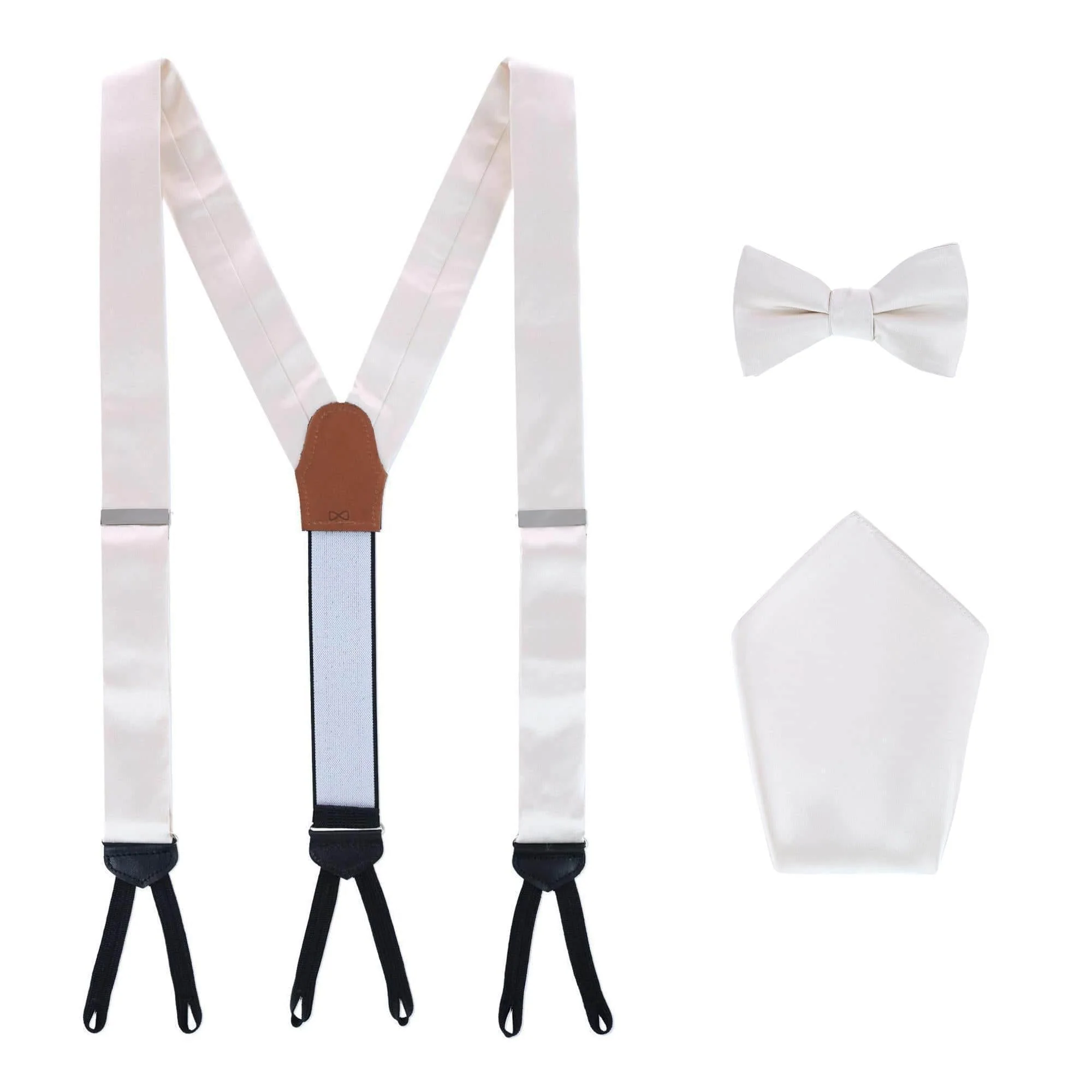 Sutton Solid Color Silk Brace Bow Tie & Pocket Square Combo - Image 5